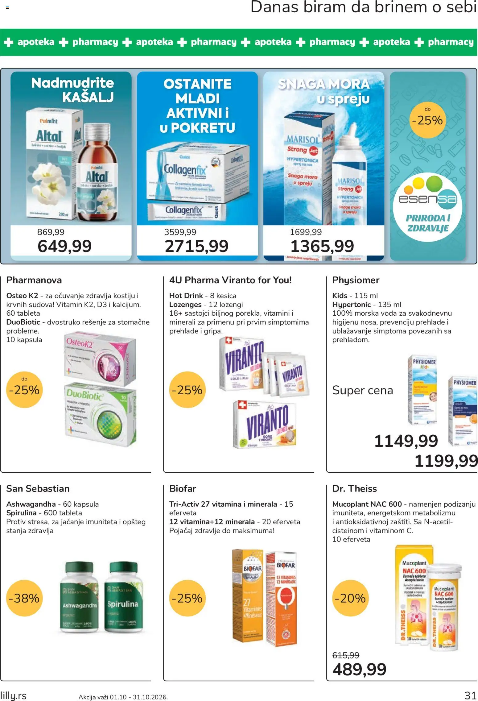 Lilly drogerie katalog - važi od 01.10.2026 | Strana: 31 | Proizvode: Kapsula, Voda, Sastojci