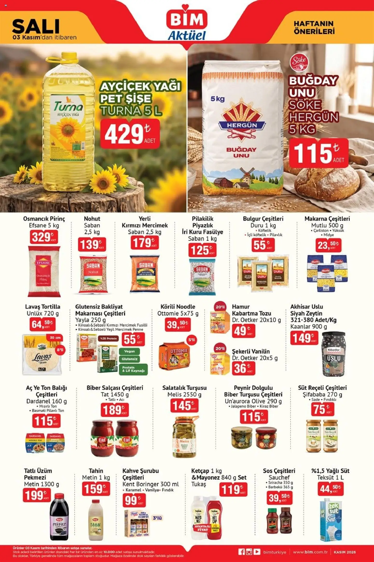 BİM - Katalog Salı - 03 Kasım 2026 tarihinden itibaren geçerlidir | Sayfa: 2 | Ürünler: Fasulye, Mercimek, Pirinç, Ton balığı