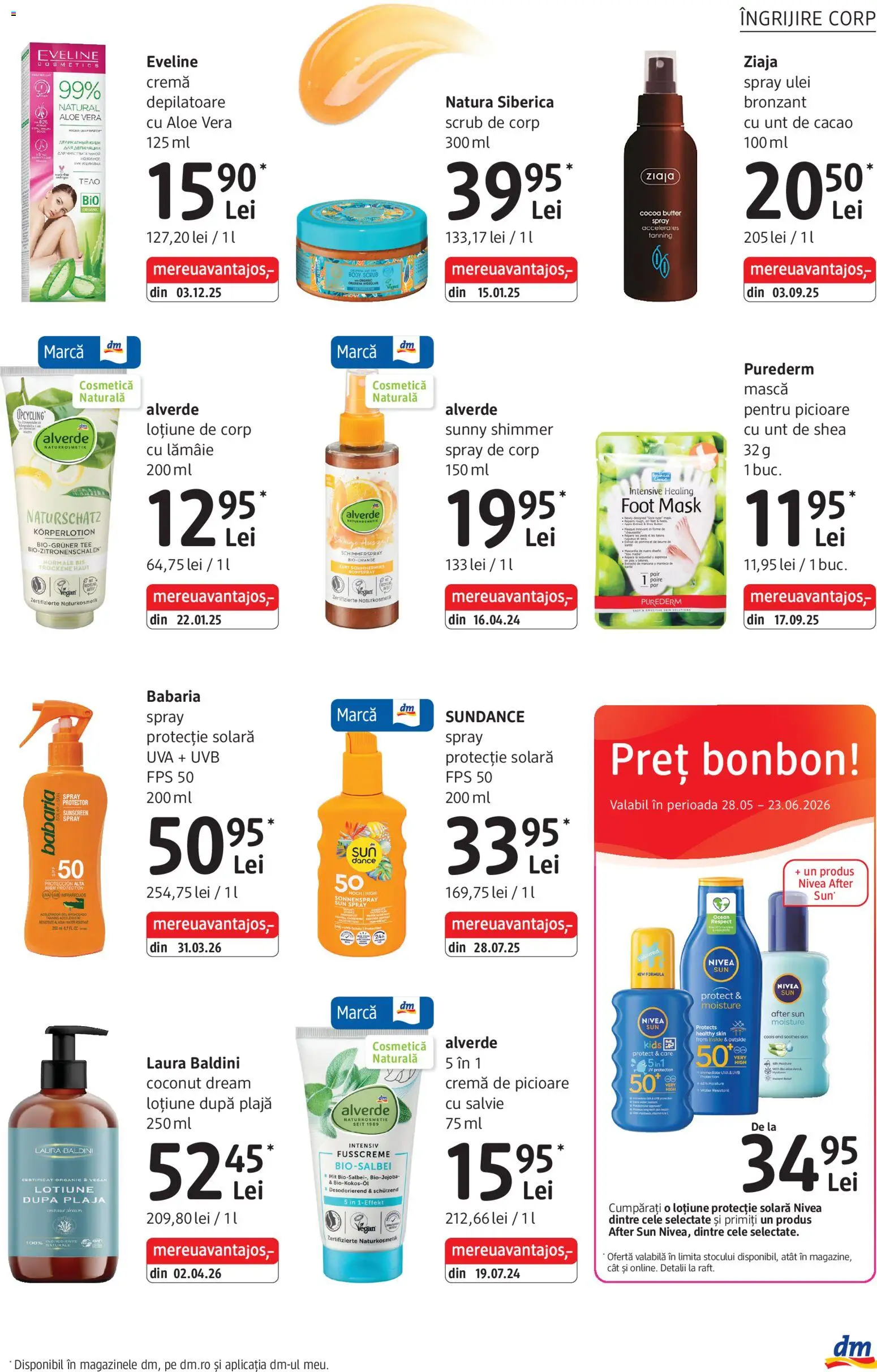 Noul catalog DM drogeriemarkt – valabil de la 28.05.2026 | Pagină: 9 | Produse: Aloe vera, Protecție solară, Cremă depilatoare, Loțiune protecție solară
