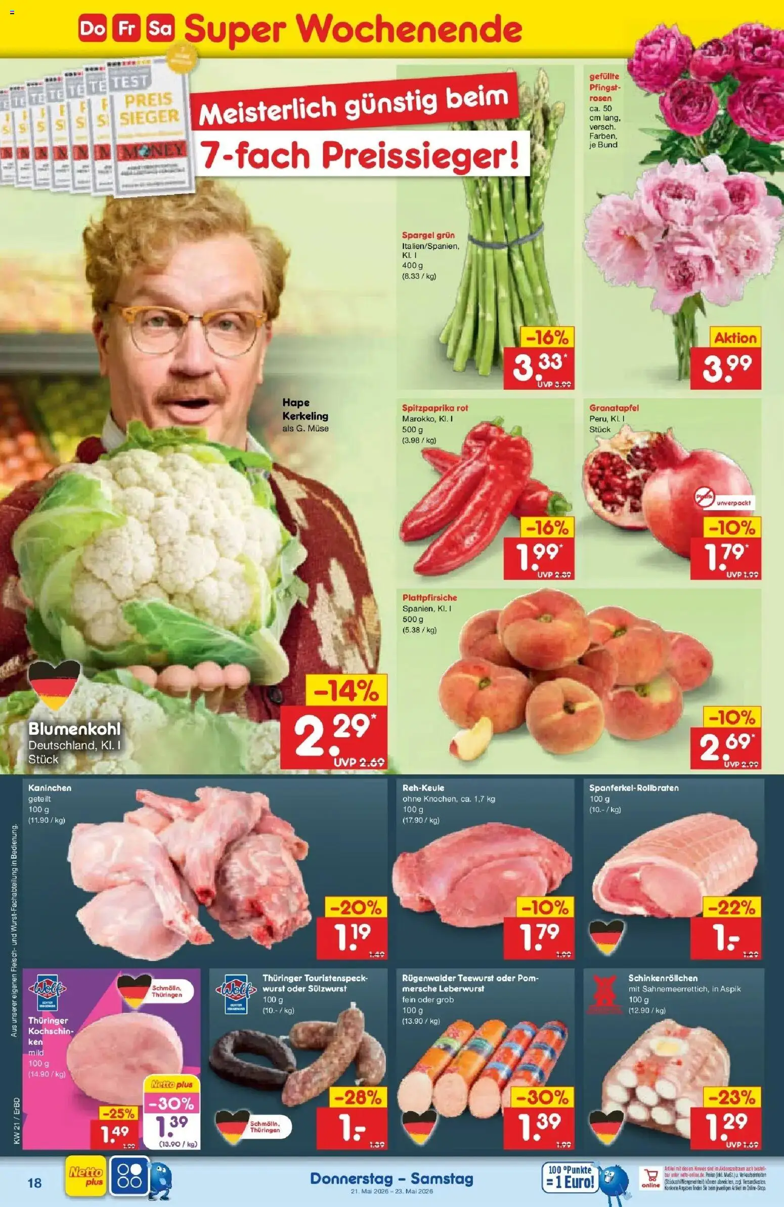 Netto Marken-Discount Prospekt Jena-Lobeda – gültig ab 17.05.2026 | Seite: 20 | Produkte: Granatapfel, Spargel, Blumenkohl, Fleisch