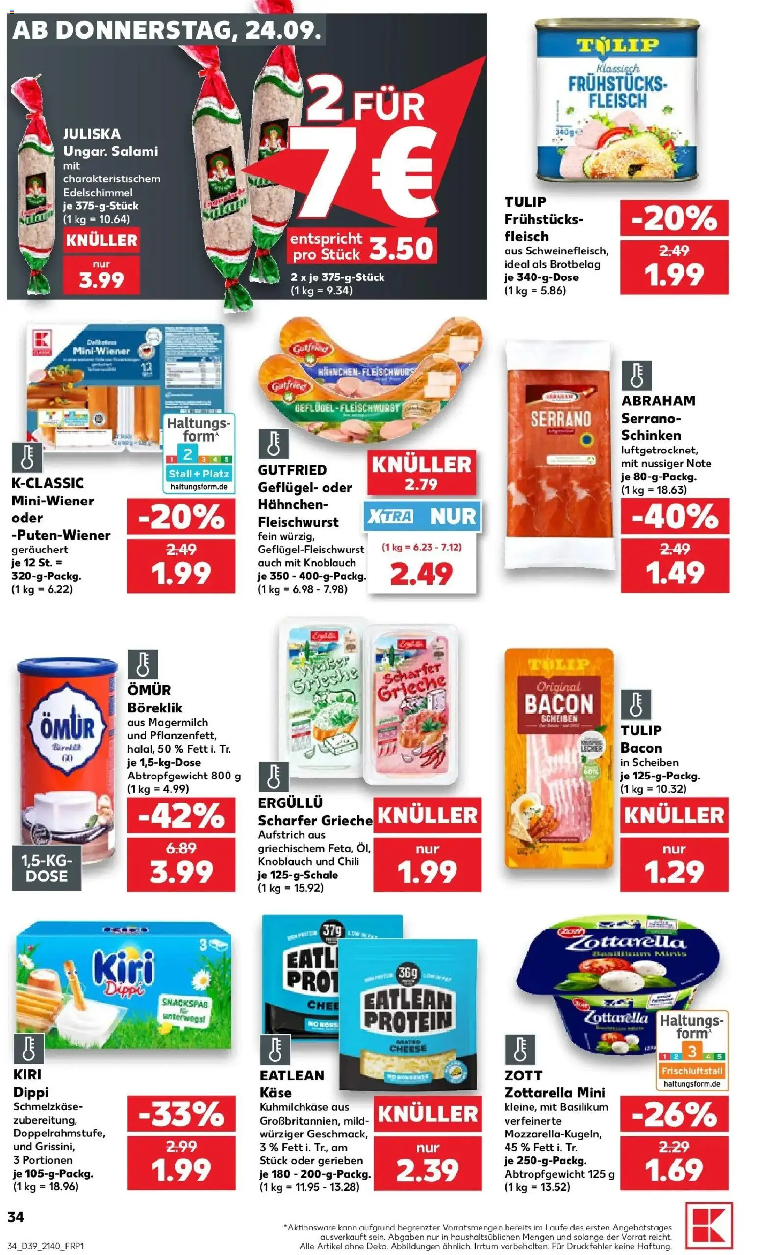 Prospekt Kaufland ab 21.09.2026 » Angebote Online zum Blättern | Seite: 46 | Produkte: Käse, Salami, Schinken, Fleisch