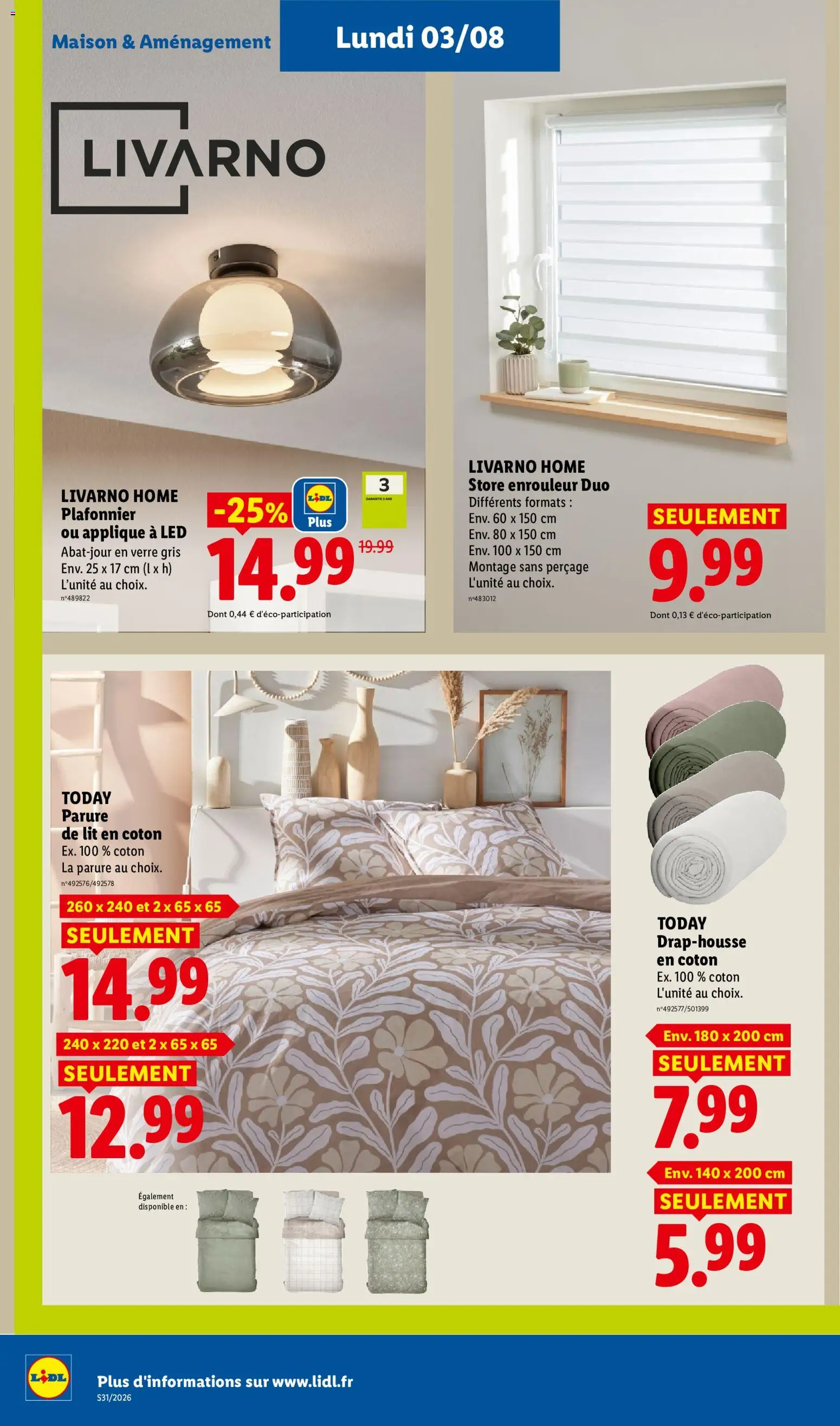 {H1} | Page: 50 | Produits: Plafonnier, Store, Lit, Store enrouleur