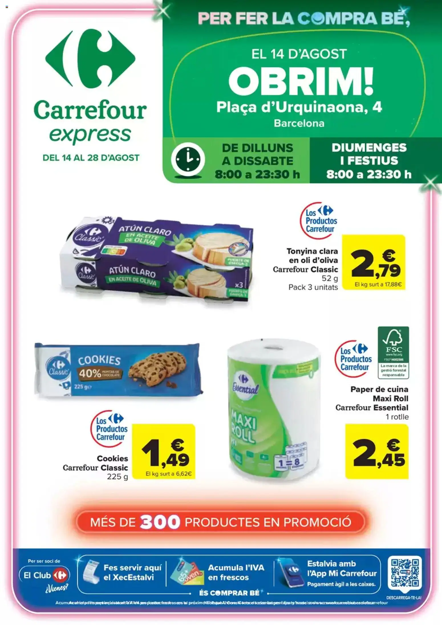 Carrefour Express folleto │ válido desde el 14/08/2026 | Página: 1 | Productos: Atún, Aceite, Aceite de oliva, Atún claro