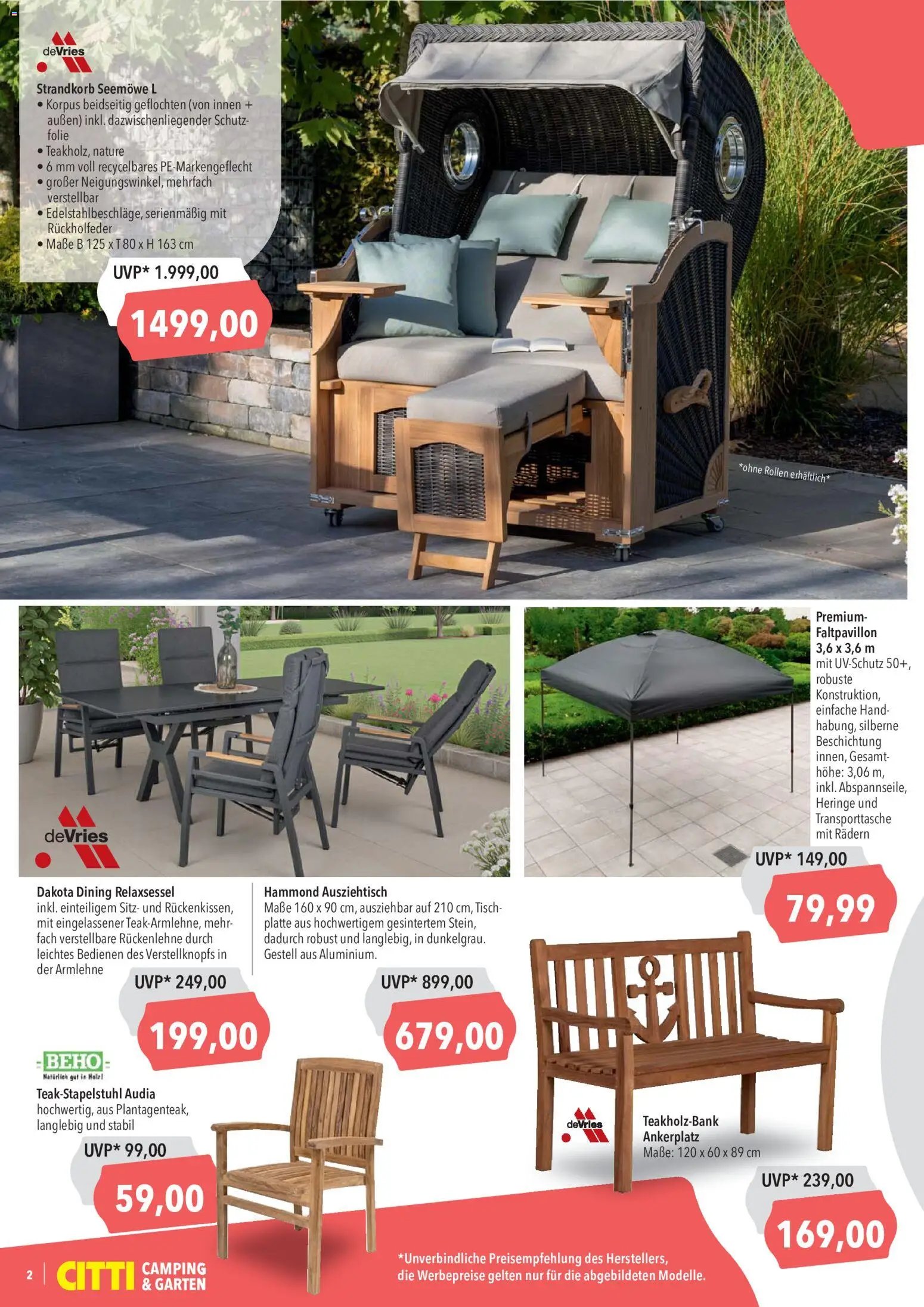 CITTI Markt Camping & Garten – gültig ab 29.07.2026 | Seite: 2 | Produkte: Relaxsessel, Tisch