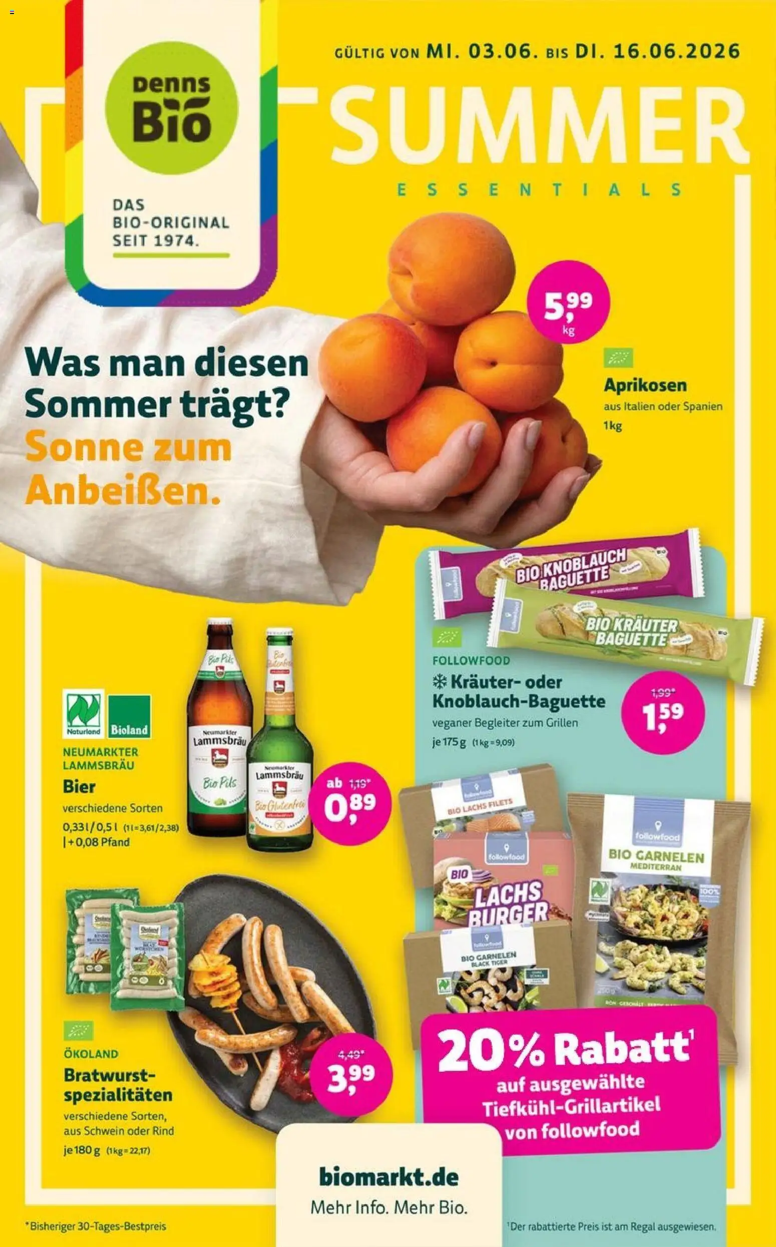 Denns BioMarkt Angebote – gültig ab 03.06.2026 | Seite: 1 | Produkte: Bier, Regal, Bratwurst, Lachs