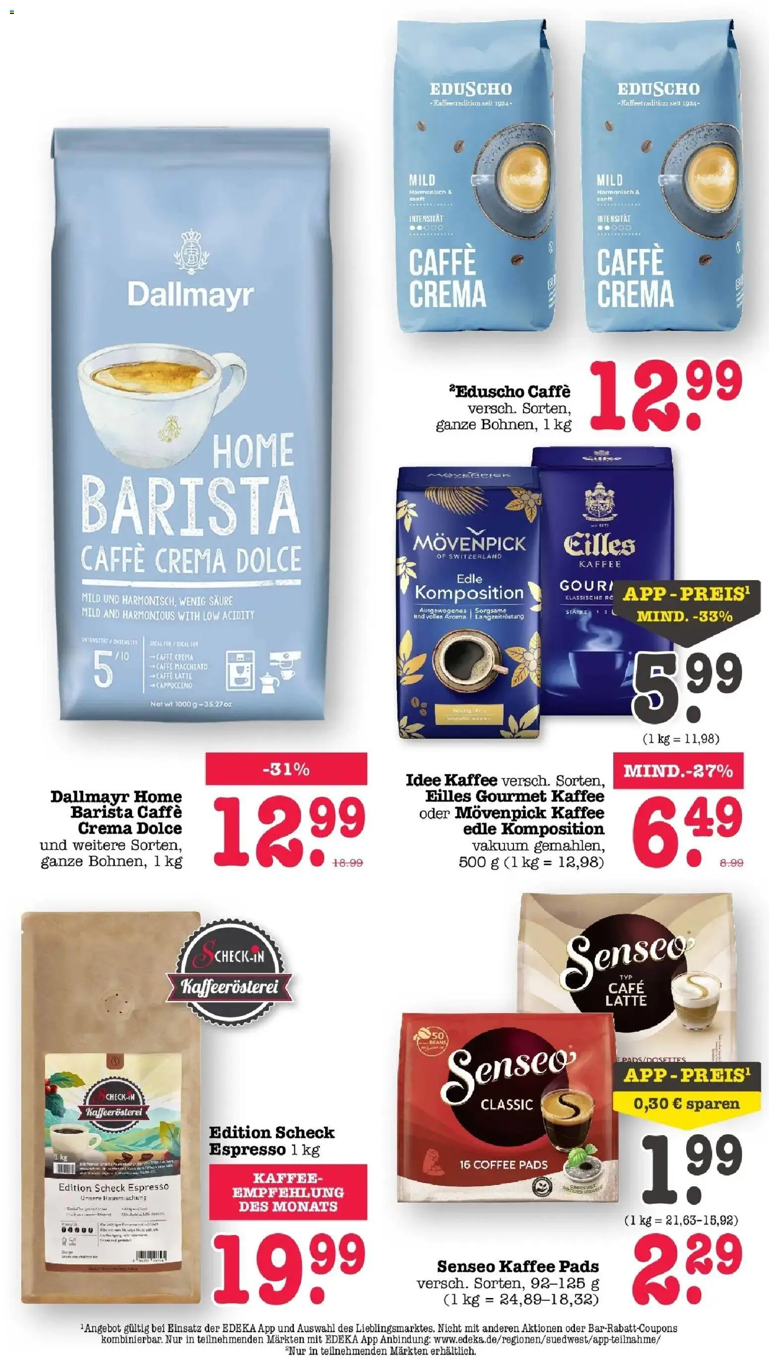 Edeka Prospekt Frankfurt Am Main (ab 19.10.2026) » Angebote Online | Seite: 38 | Produkte: Kaffee, Dallmayr, Movenpick kaffee, Eduscho