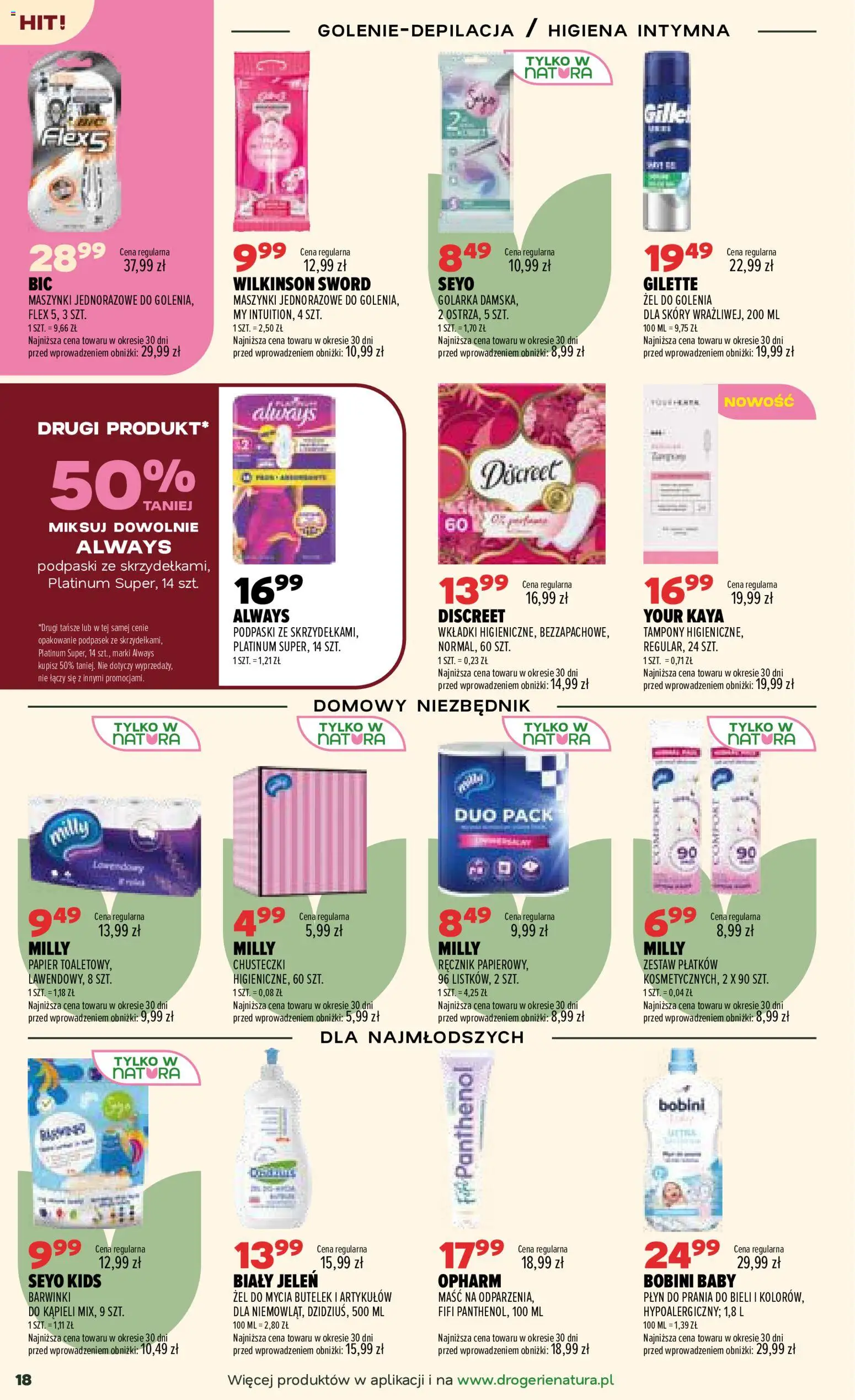 Drogerie Natura gazetka od 01.10.2026 | Strona: 18 | Produkty: Chusteczki, Tampony, Podpaski, Jeleń