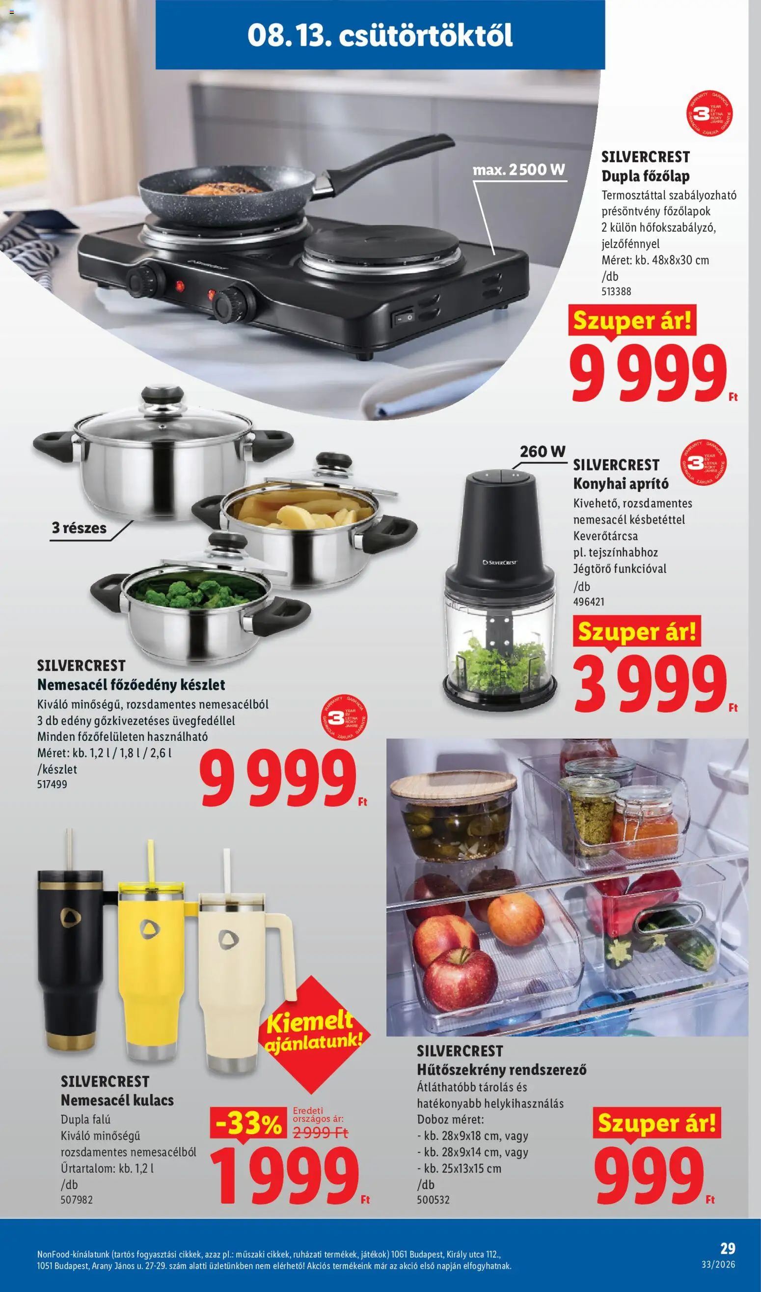 Lidl akciós ujság - amely érvényes a következő dátumtól: 2026.08.13. | Oldal: 29 | Termékek: Edény, Játékok, SilverCrest, Kulacs