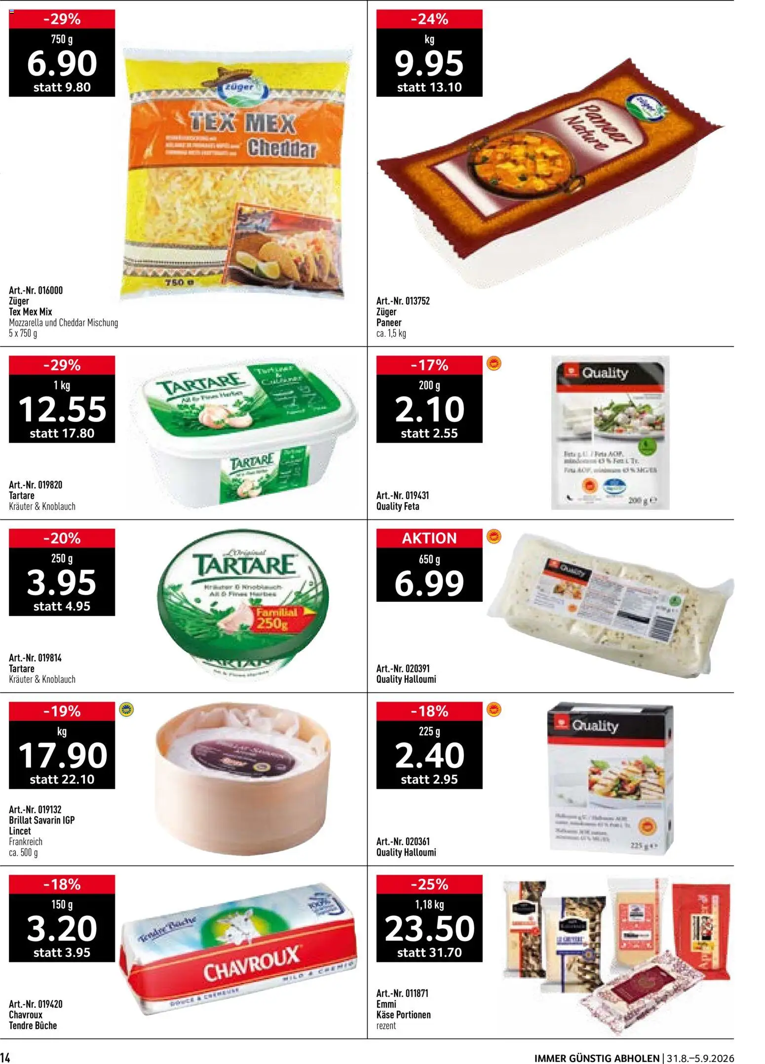 Prodega aktionen – gültig ab 31.08.2026 | Seite: 14 | Produkte: Feta, Käse, Knoblauch