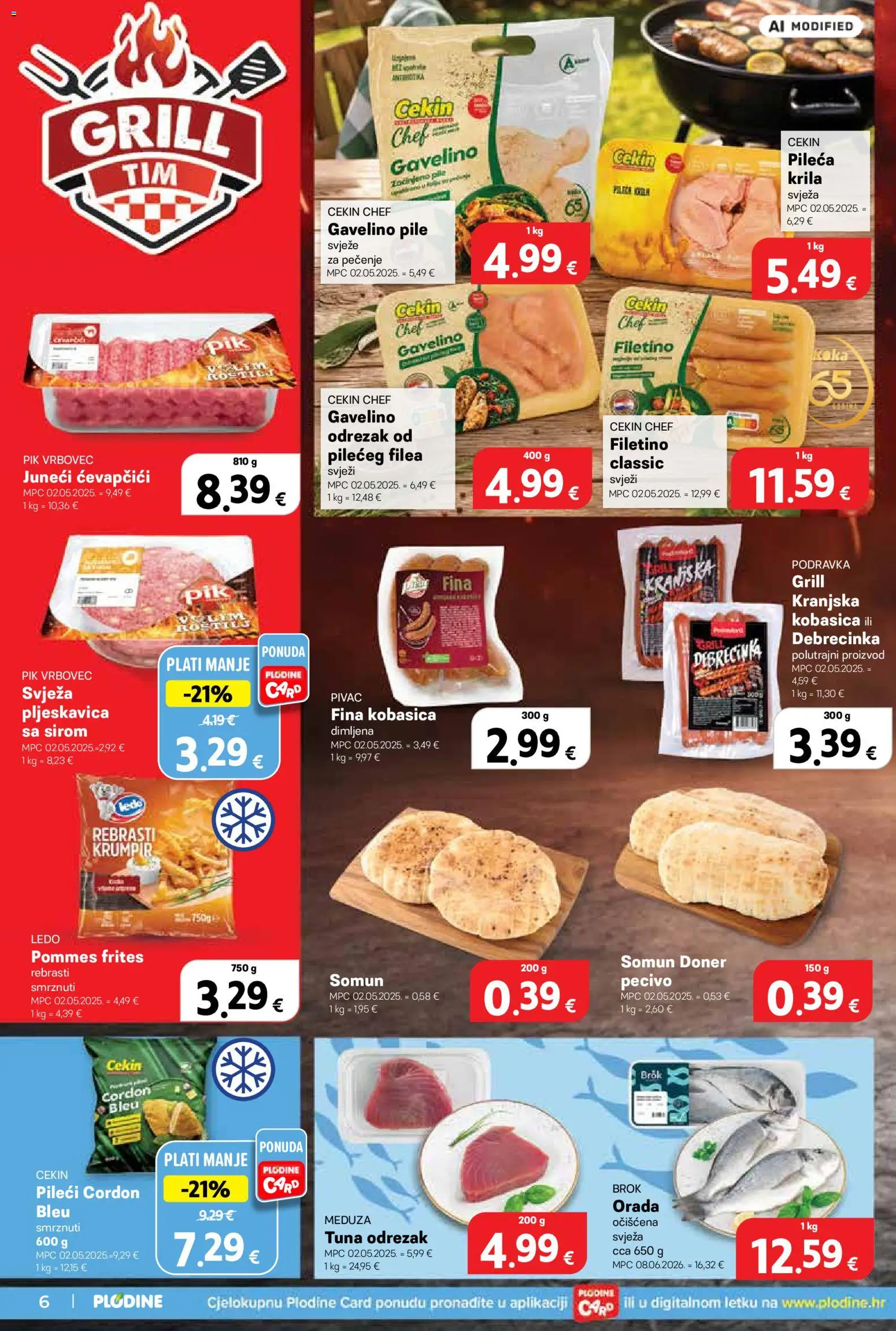 Plodine katalog | vrijedi od 06.08.2026 | Stranica: 6 | Proizvodi: Pileća krila, Pommes frites, Ledo, Tuna