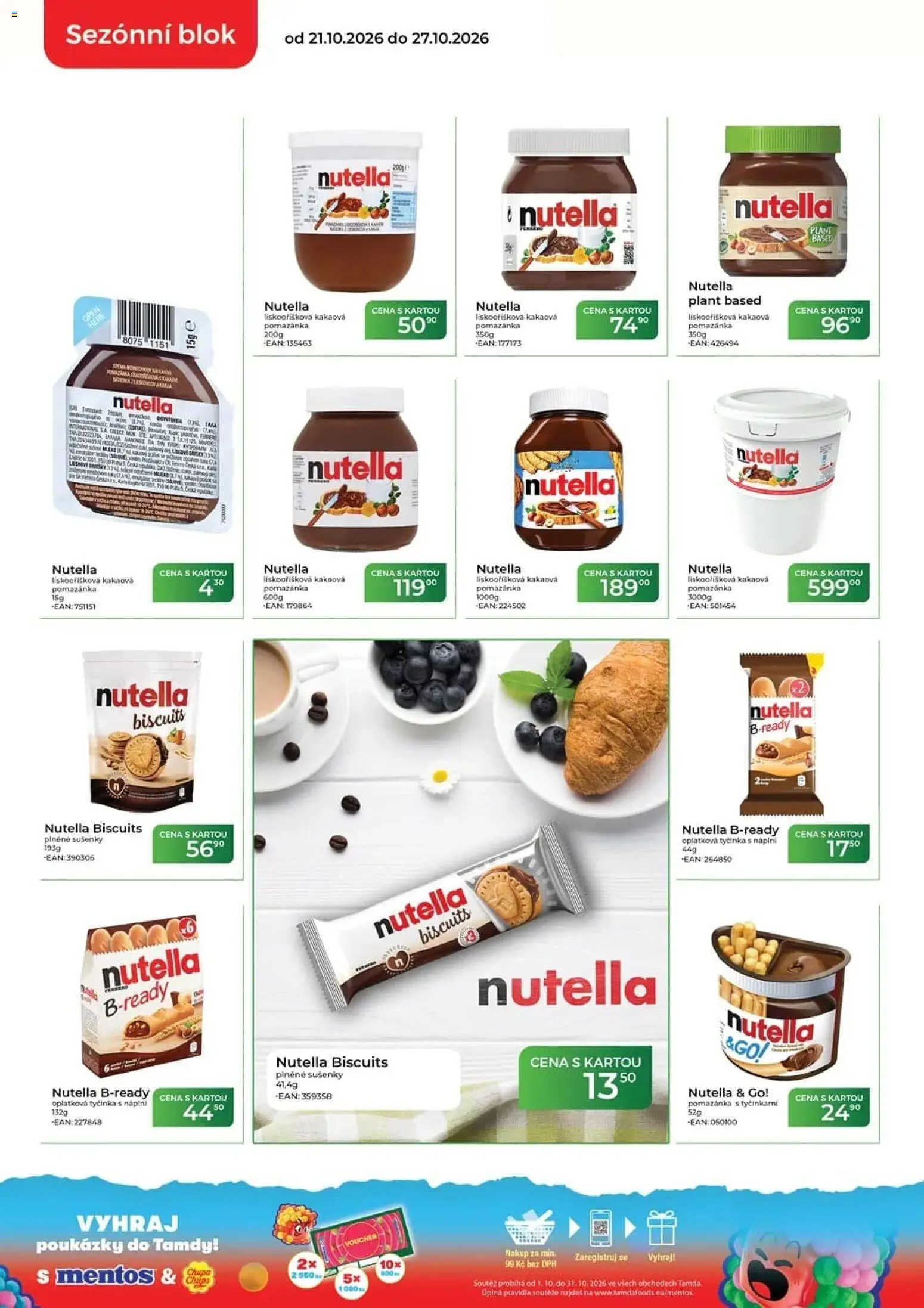 Tamda Foods leták od 21.10.2026 | Strana: 4 | Produkty: Blok, Pomazánka, Sušenky, Nutella