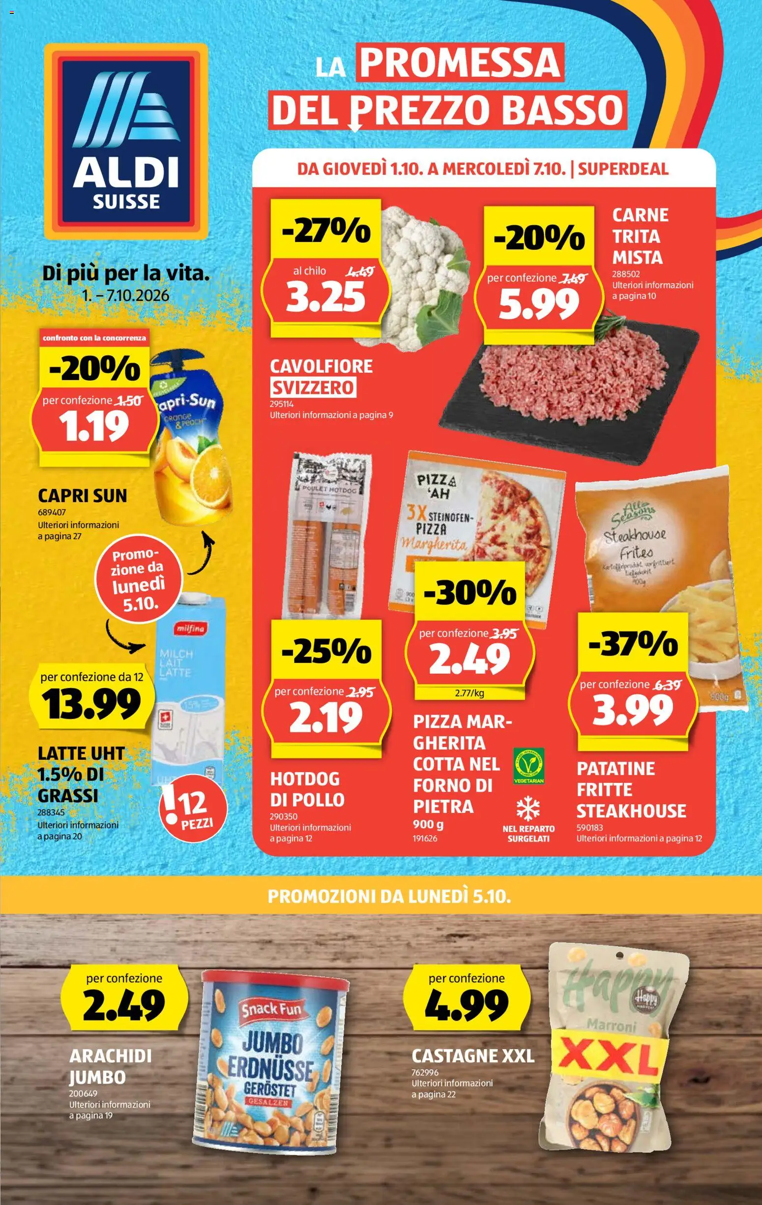 Aldi aktionen IT – gültig ab 01.10.2026 | Seite: 1 | Produkte: Erdnüsse, Milch, Pizza