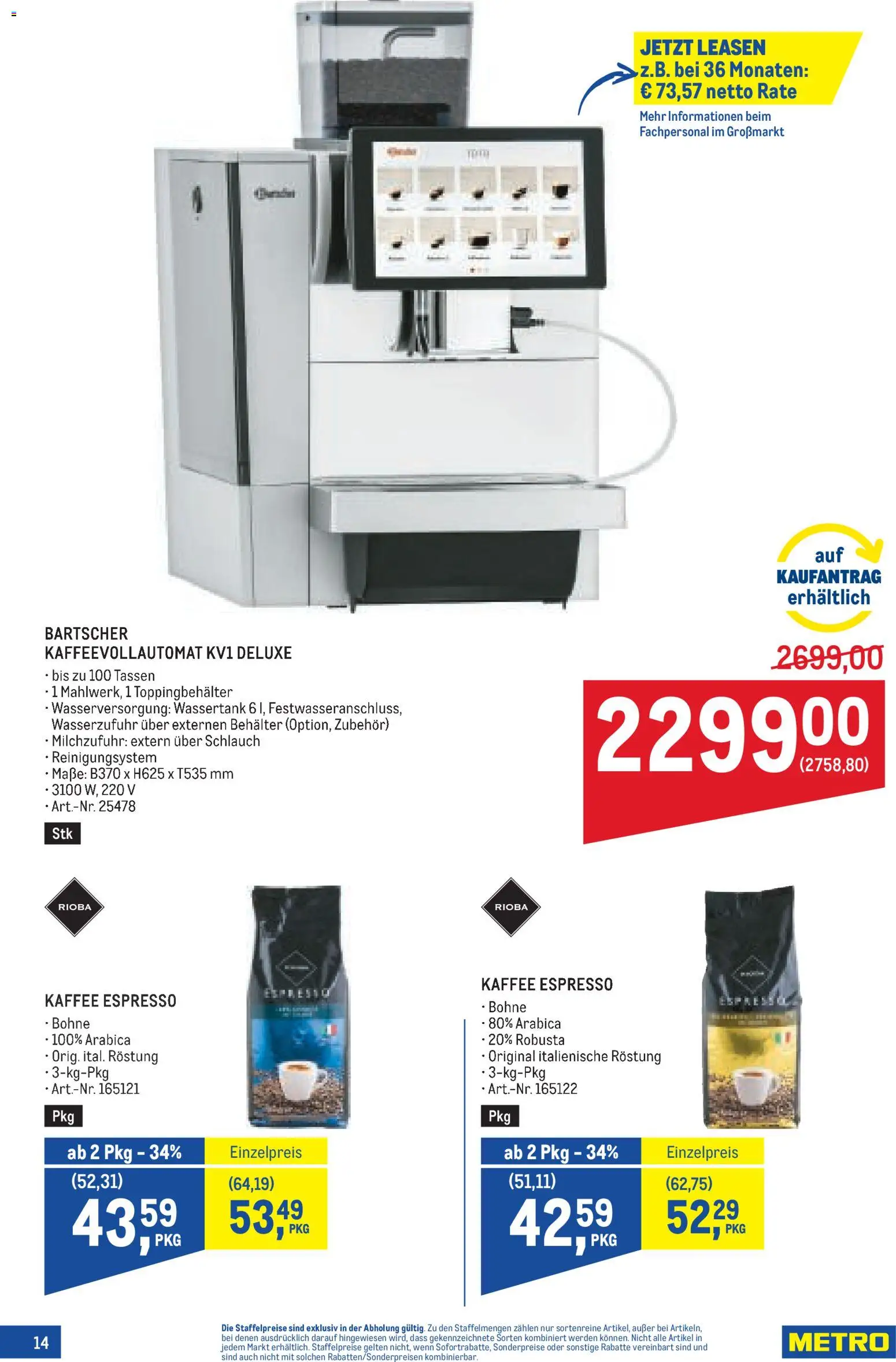 Metro angebote Kaffee Spezial gültig ab 03.09.2026 | Seite: 14 | Produkte: Bohne, Kaffee