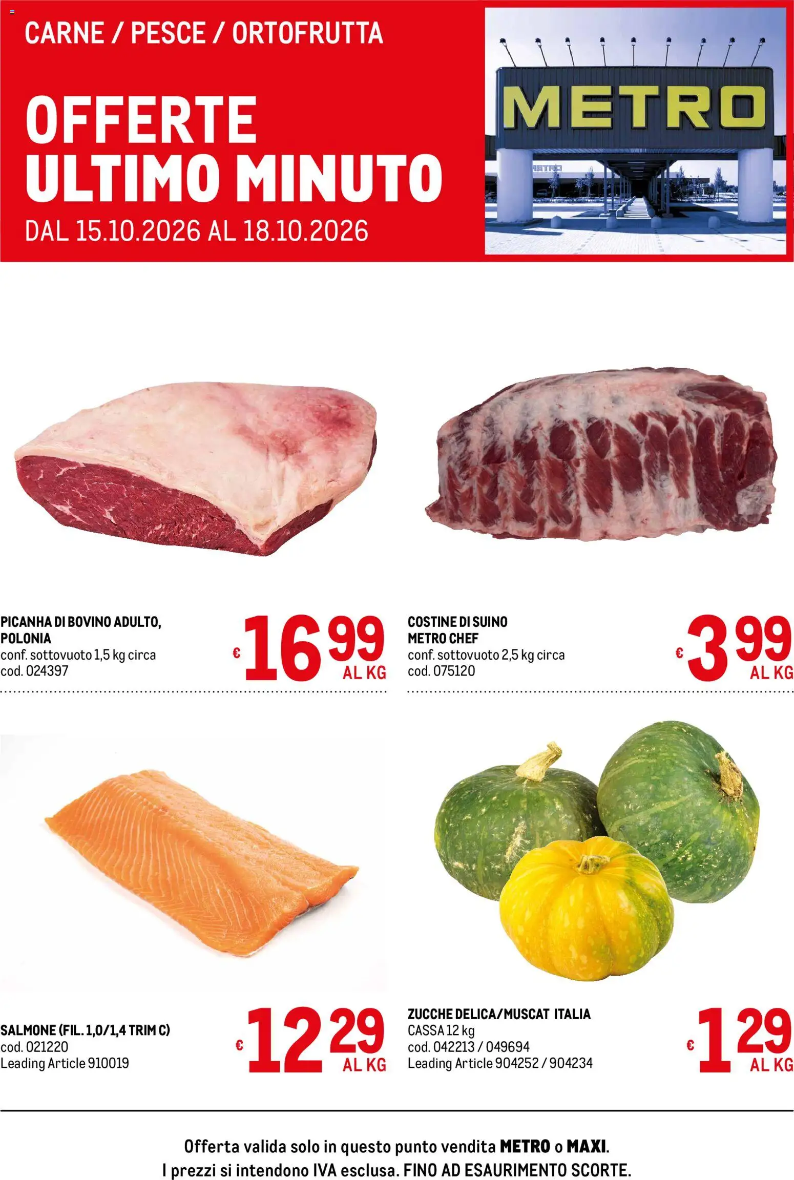 Volantino Metro del 15/10/2026 | Pagina: 1 | Prodotti: Bovino, Pesce, Suino, Carne