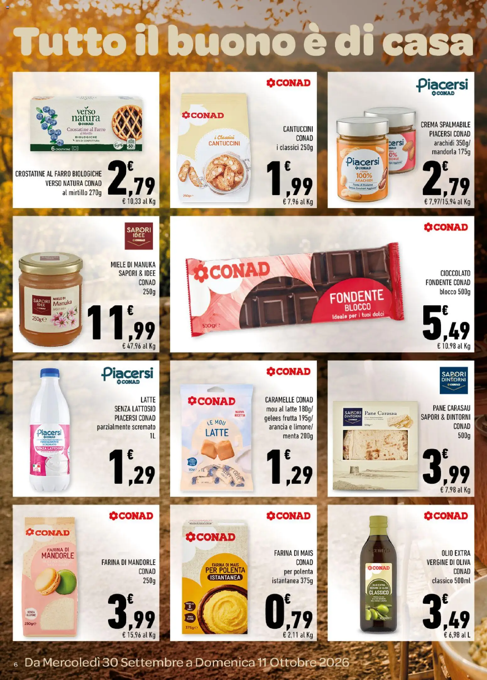 Volantino Conad del 30/09/2026 | Pagina: 6 | Prodotti: Crema, Frutta, Farina di mandorle, Farro