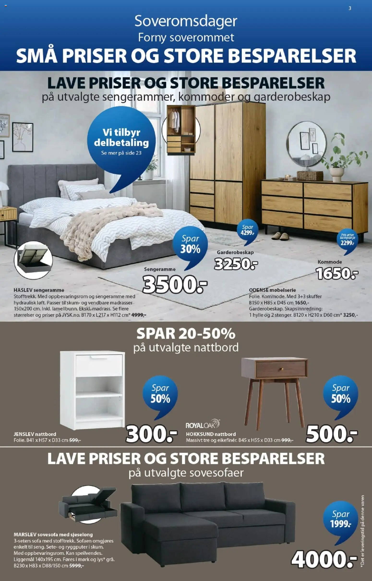 {H1} | Side: 3 | Produkter: Sovesofa, Kommode, Nattbord, Sengeramme