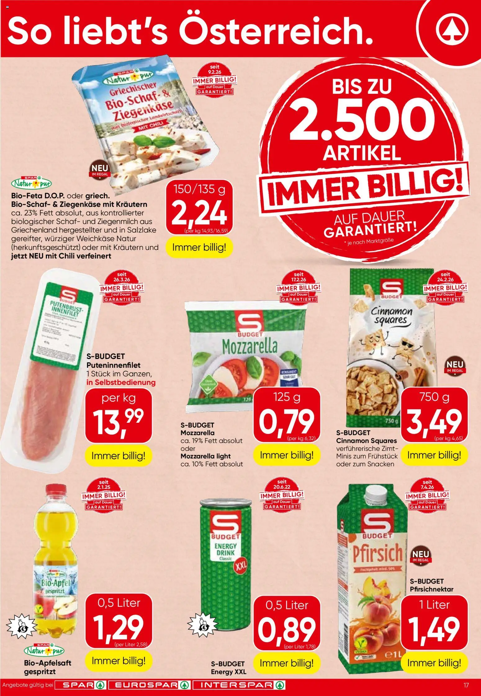 Spar Flugblatt - Salzburg gültig ab 09.04.2026 | Seite: 17 | Produkte: Pfirsich, Chili, Regal