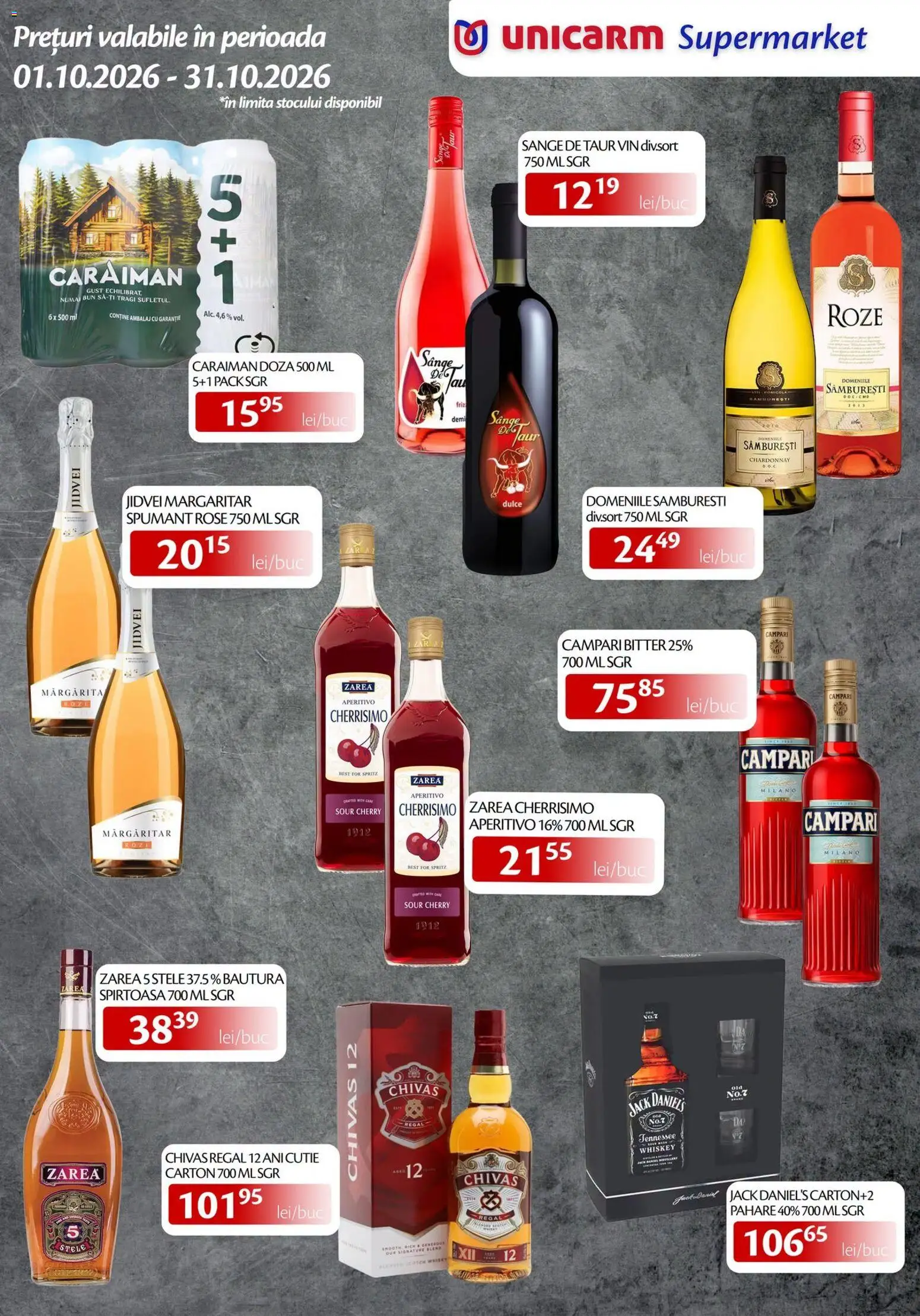 Noul catalog Unicarm – valabil de la 01.10.2026 | Pagină: 15 | Produse: Campari, Pahare, Vin, Whiskey