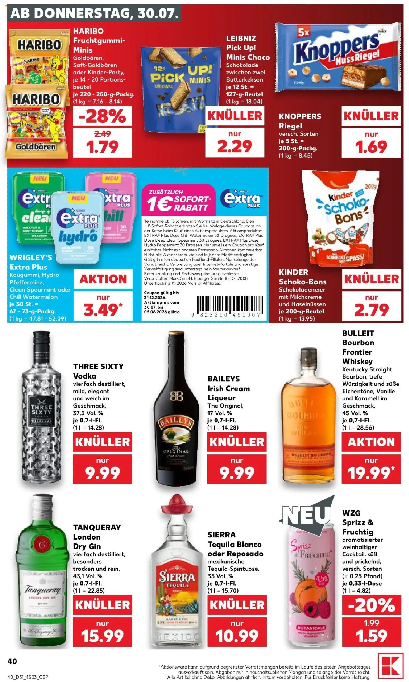Kaufland Prospekt Kulmbach – gültig ab 30.07.2026 | Seite: 40 | Produkte: Schokolade, Mars, Baileys, Vodka