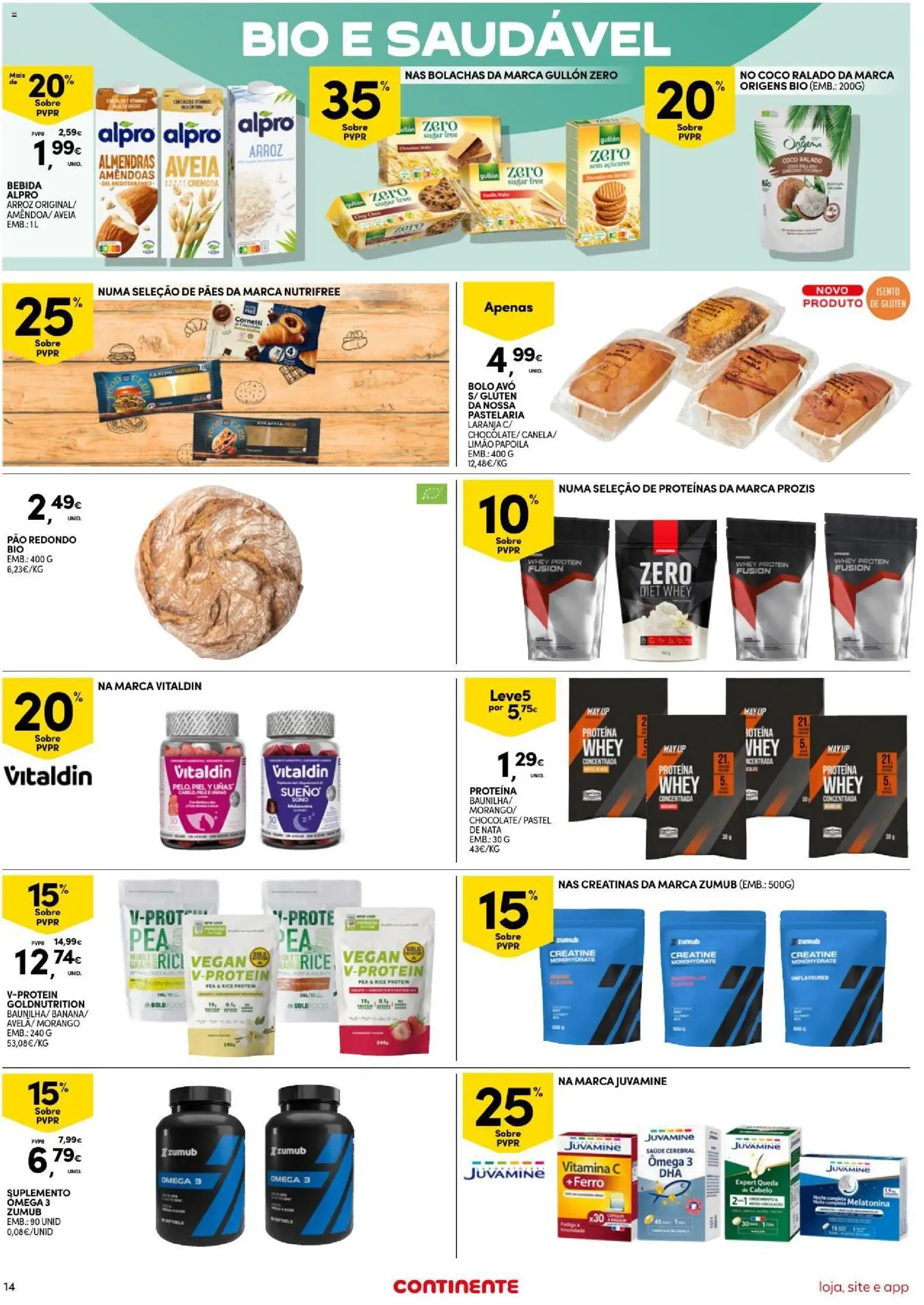 Continente Semanal Continente Bom Dia │ válido de 11/08/2026 | Página: 14 | Produtos: Amêndoas, Bolachas, Vitamina c, Coco