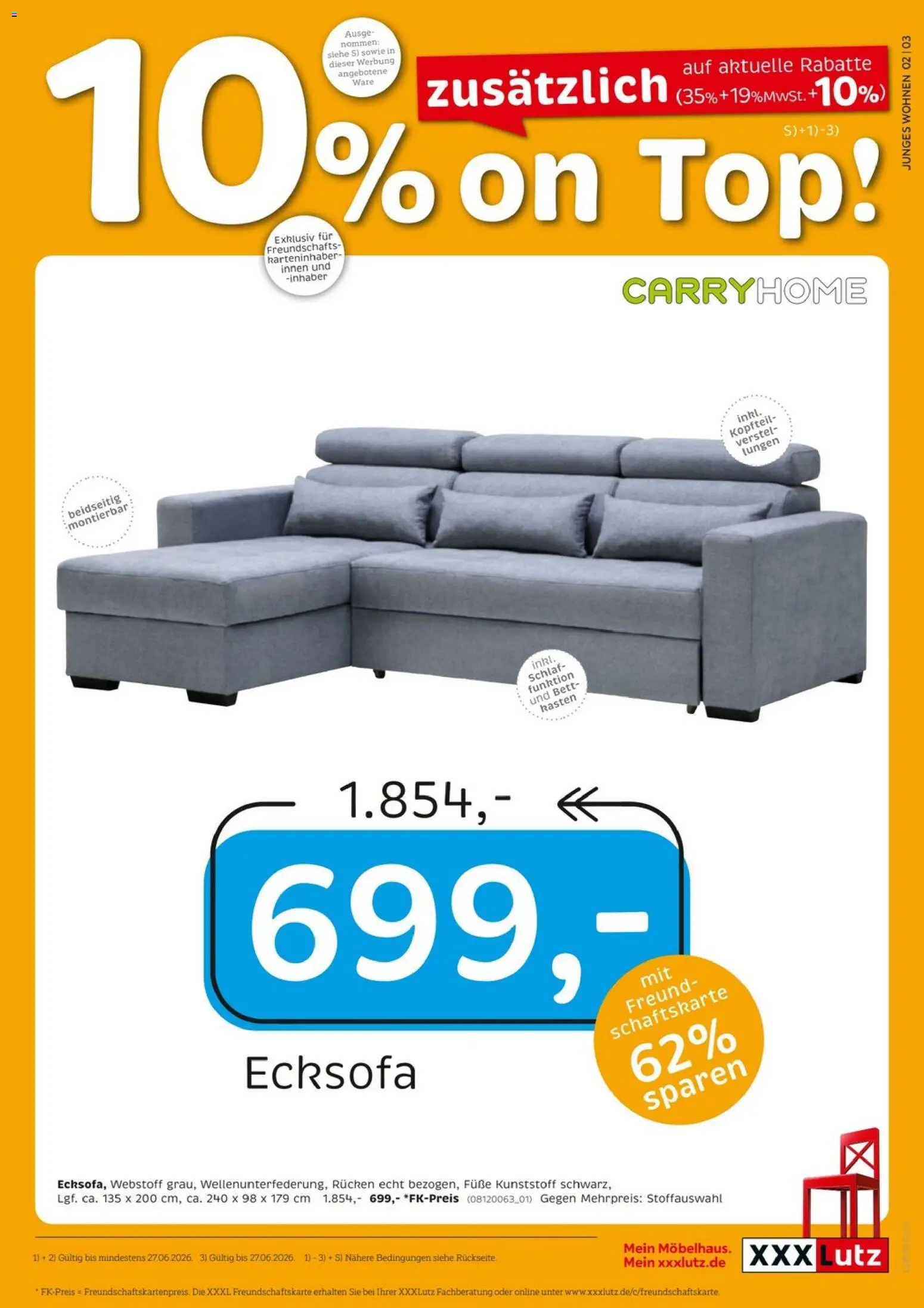XXXLutz Junges Wohnen – gültig ab 10.06.2026 | Seite: 3 | Produkte: Top, Ecksofa, Bett