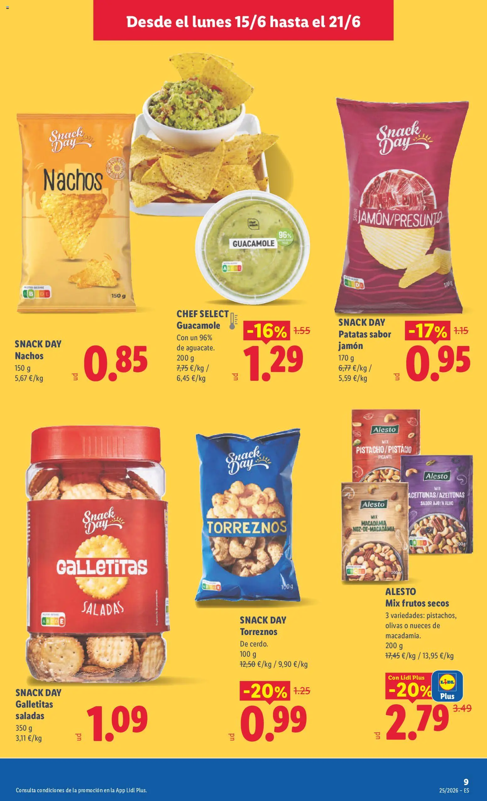 Lidl folleto │ válido desde el 15.06.2026 | Página: 21 | Productos: Καλτσάκια μισά, Jamón, Guacamole, Frutos secos