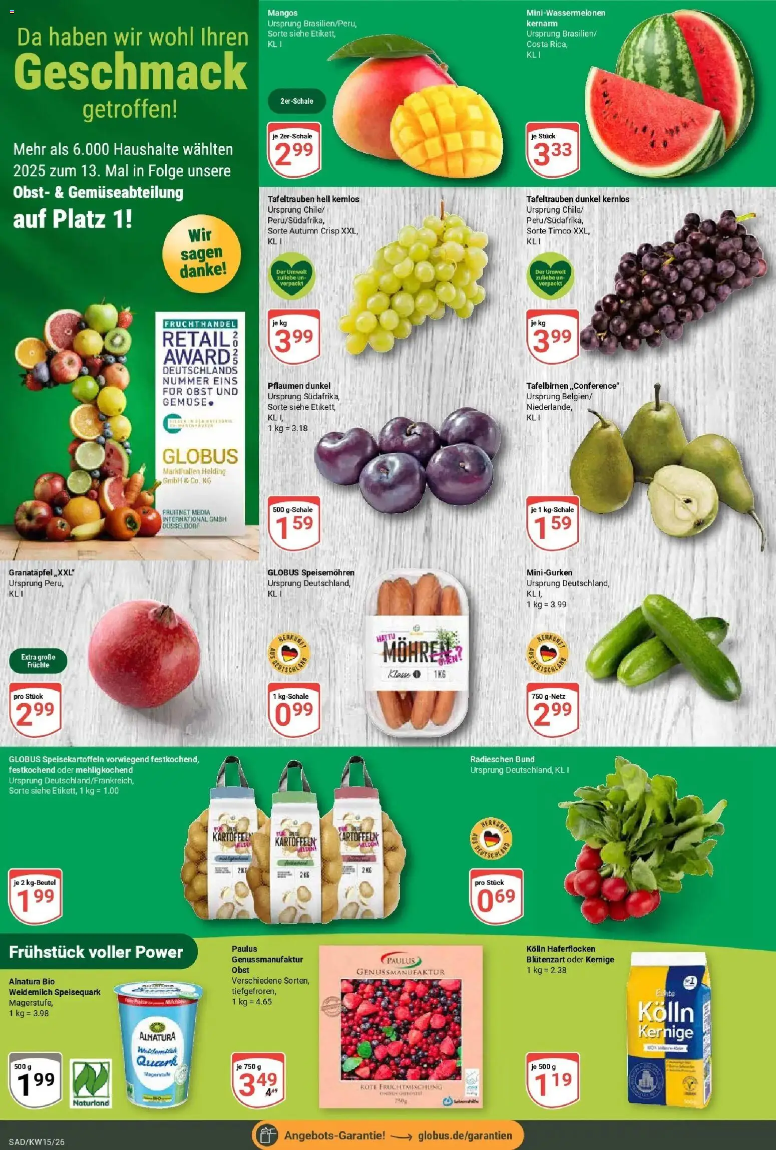 Globus prospekt Schwandorf	 – gültig ab 07.04.2026 | Seite: 4 | Produkte: Kolln haferflocken, Pflaumen, Mohren, Gemüse