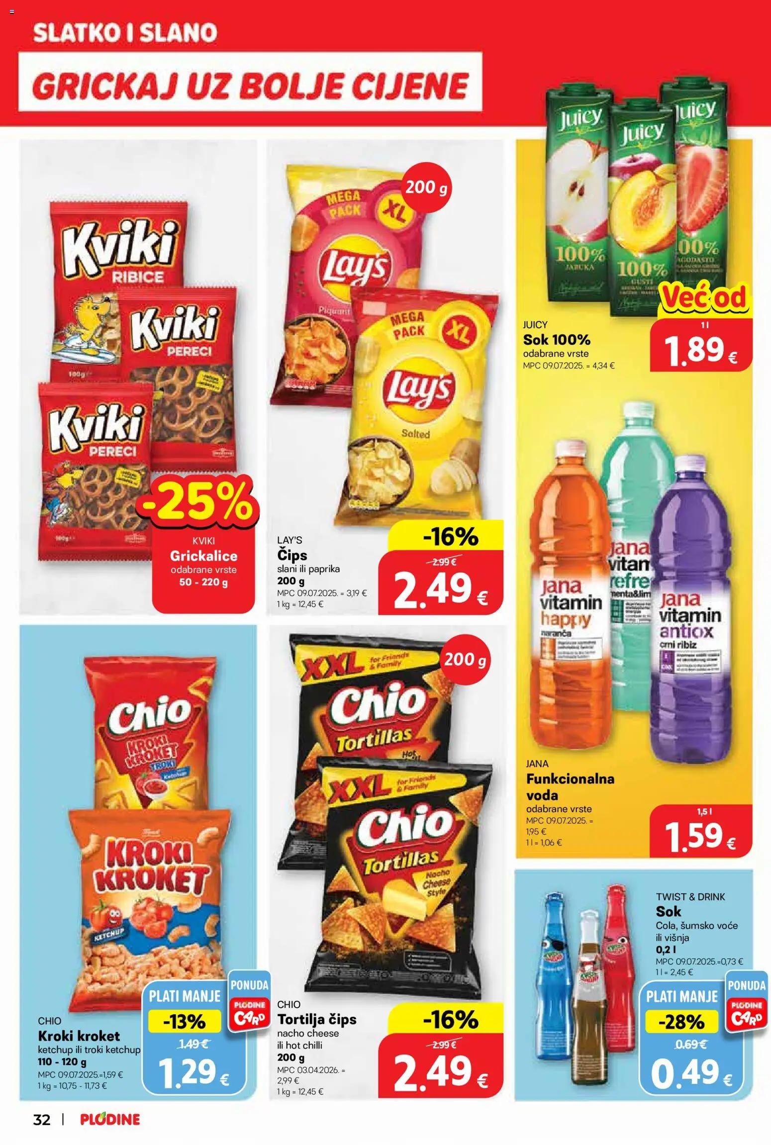 Plodine katalog | vrijedi od 15.04.2026 | Stranica: 32 | Proizvodi: Sok, Paprika, Voće, Pereci