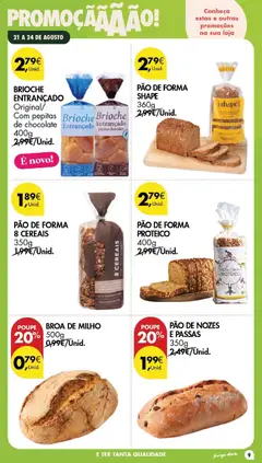 Pré-visualização Pingo Doce Poupe este Fim de Semana válido de 21/08/2026 | Página: 9 | Produtos: Passas, Pão de forma, Brioche, Arroz
