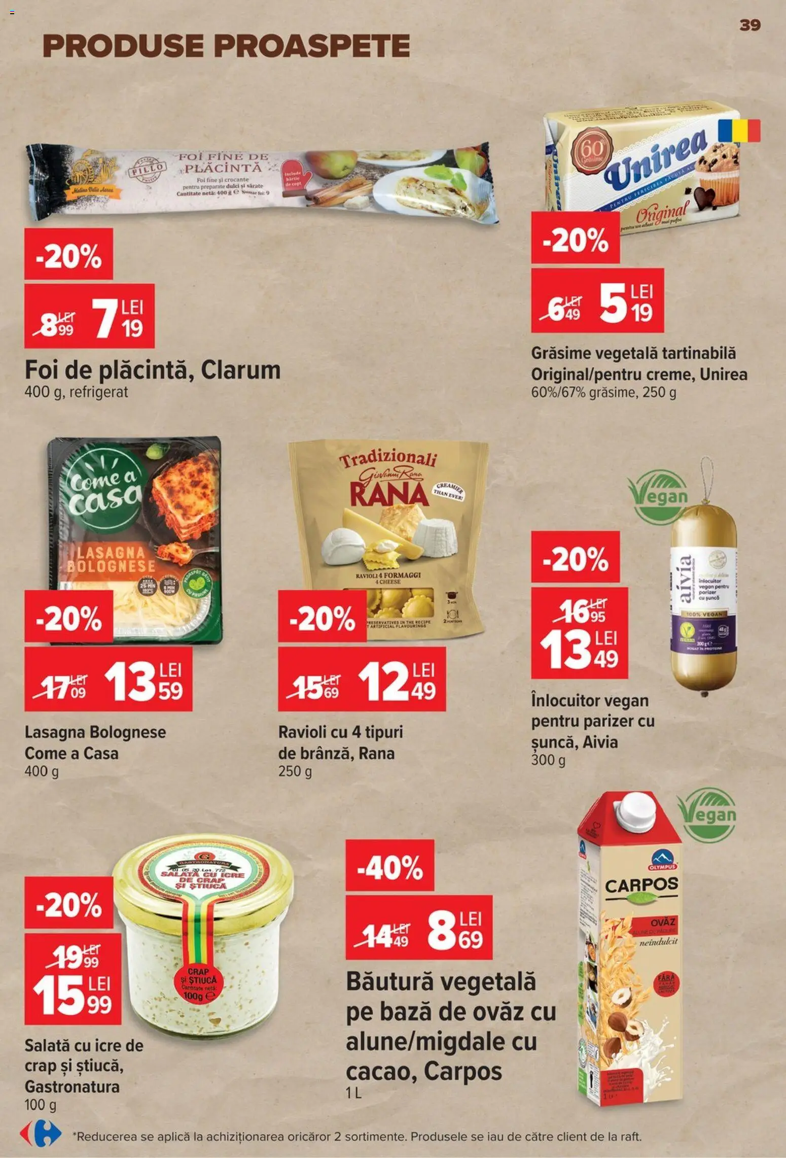 Noul catalog Carrefour – valabil de la 12.08.2026 | Pagină: 40 | Produse: Aplică, Lasagna, Parizer, Salată cu icre