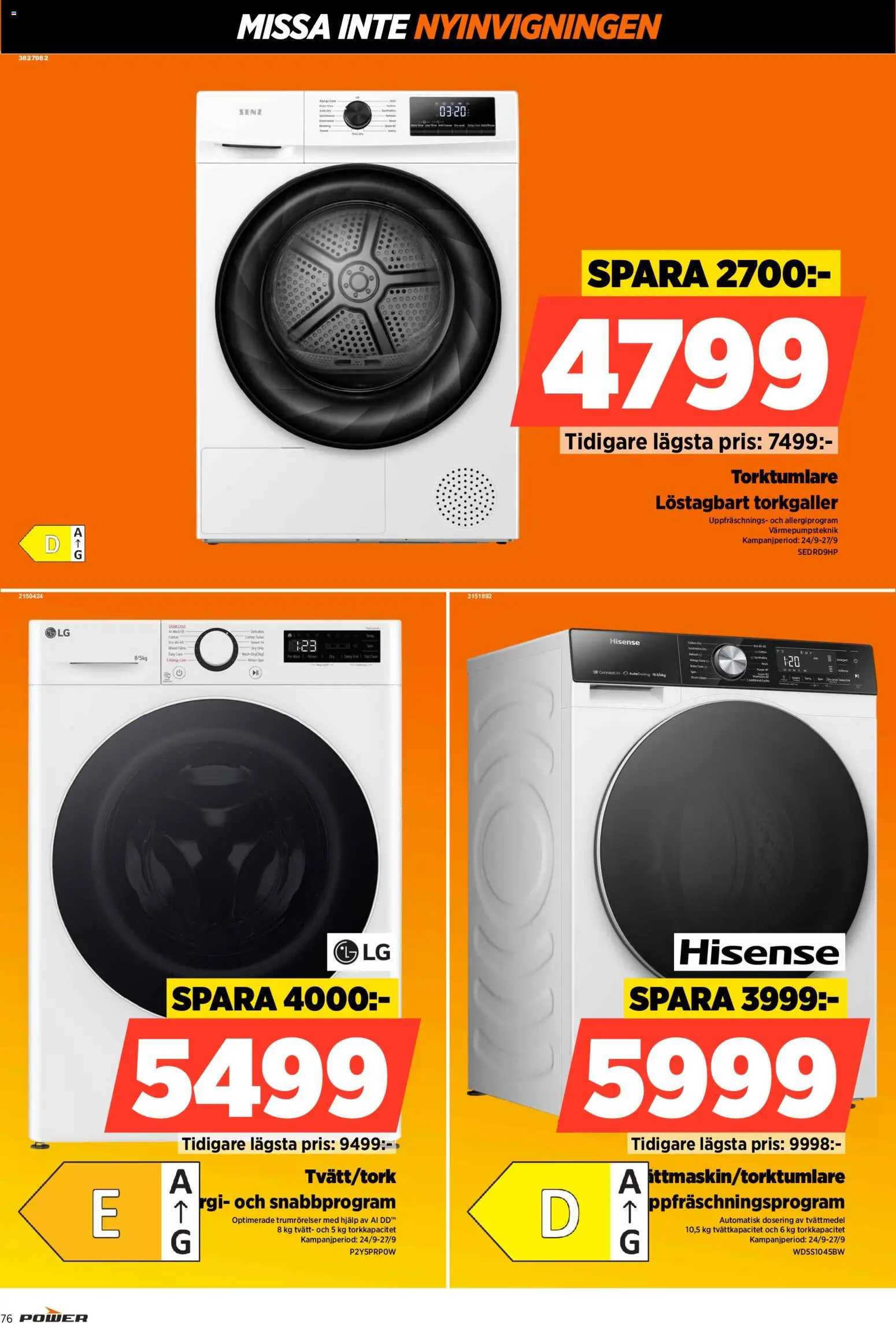 Power reklamblad aktuell från 24/09/2026 | Sida: 76 | Produkter: Tvättmedel, Hare, Torktumlare