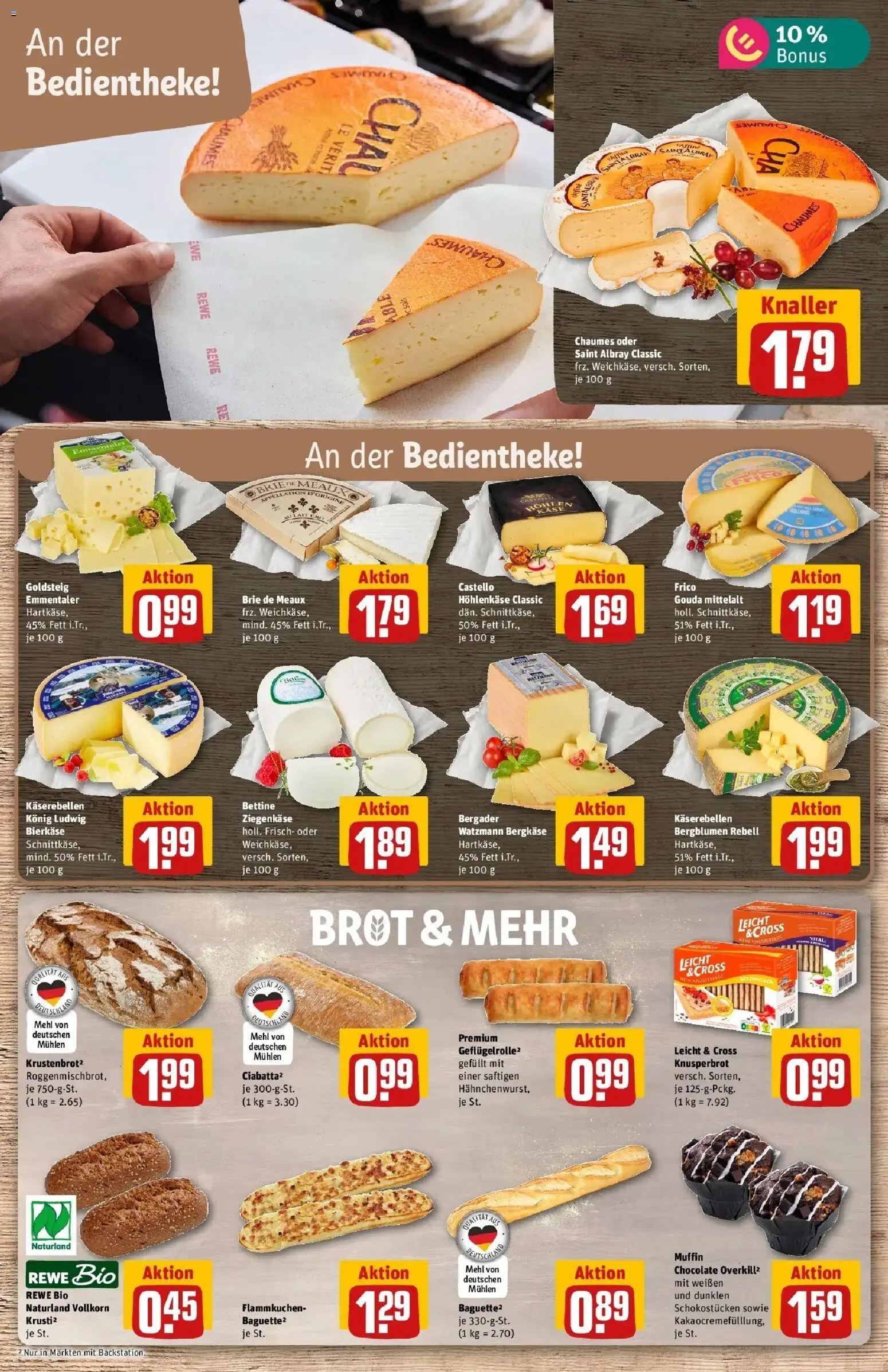 REWE Prospekt ab 05.10.2026 zum Blättern » Angebote | Seite: 13 | Produkte: Mehl, Käse, Ziegenkäse, Brot