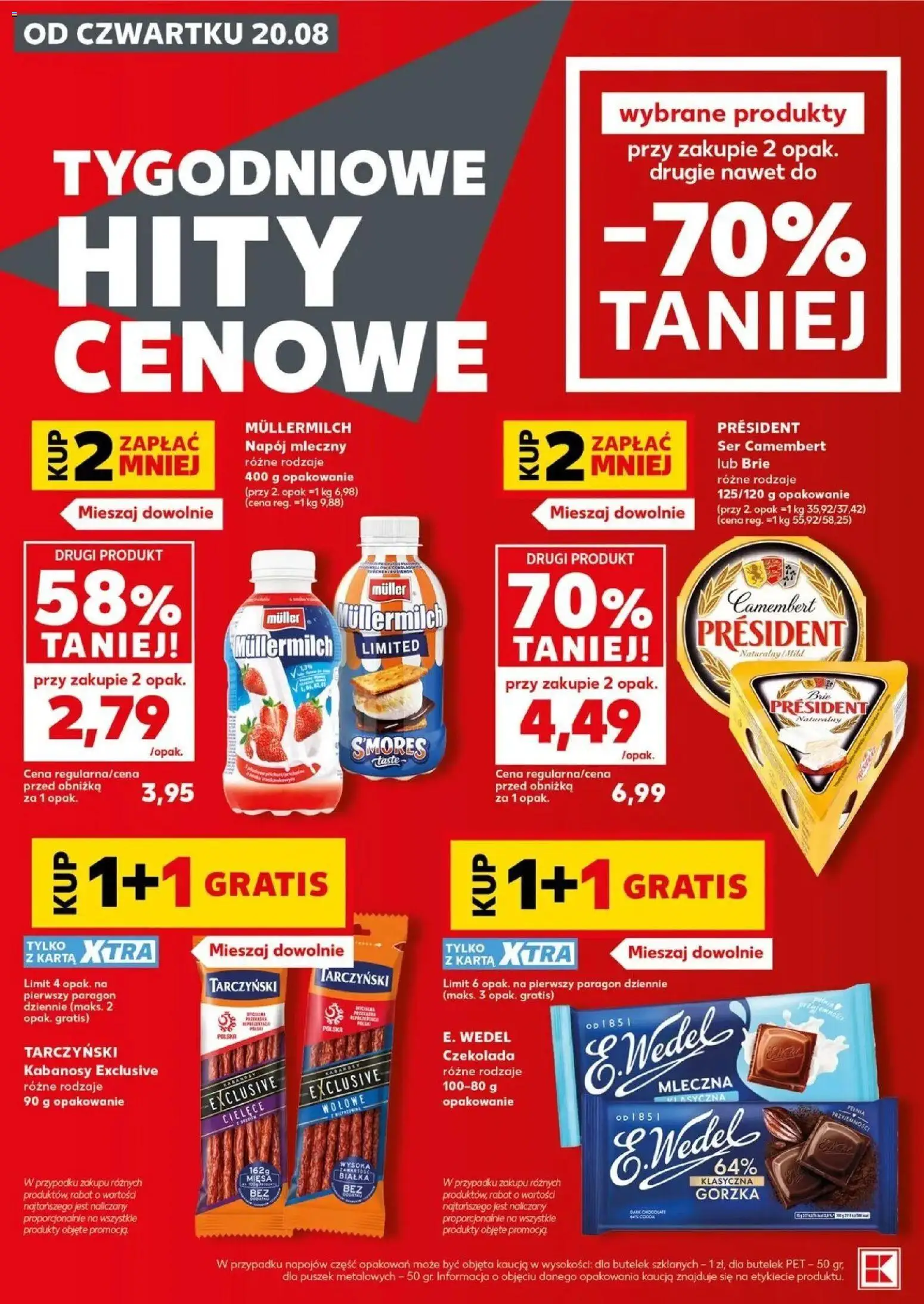 Kaufland gazetka - Super Sobota od 22.08.2026 - od jutra PDF | Strona: 4 | Produkty: Ser camembert, Kabanosy, Napój mleczny, Czekolada