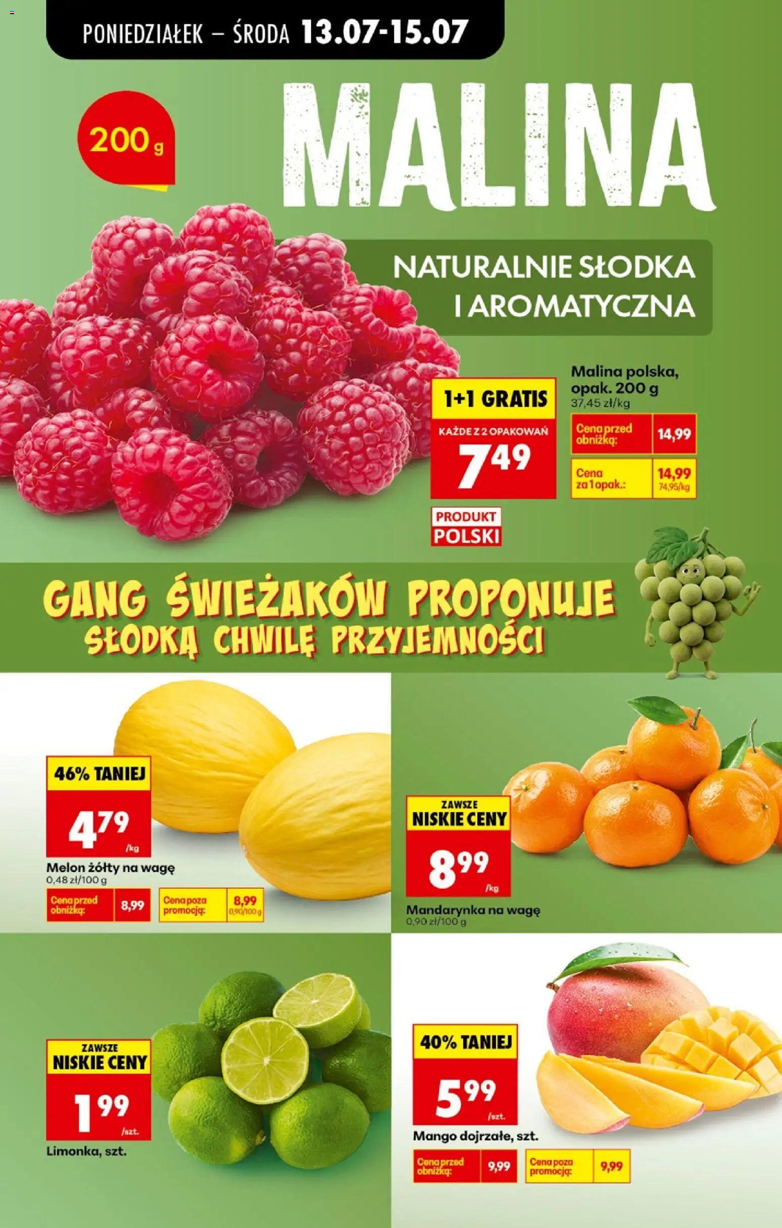 Biedronka gazetka od poniedziałku od 13.07.2026 | Strona: 28 | Produkty: Mango, Melon, Malina