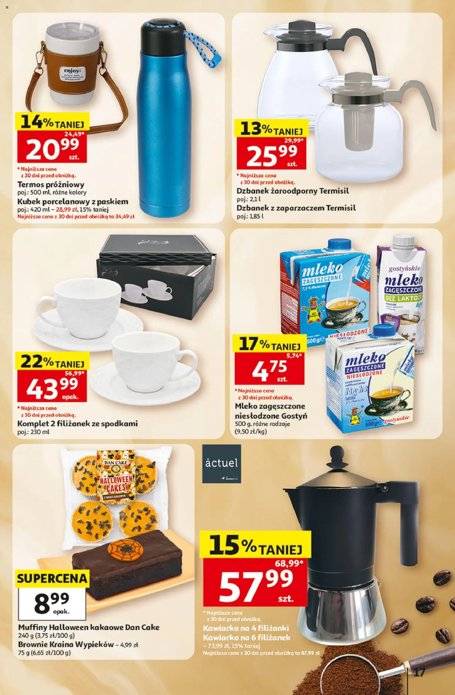 Auchan gazetka - Hipermarket od 22.10.2026 | Strona: 17 | Produkty: Dzbanek, Mleko, Brownie, Kawiarka