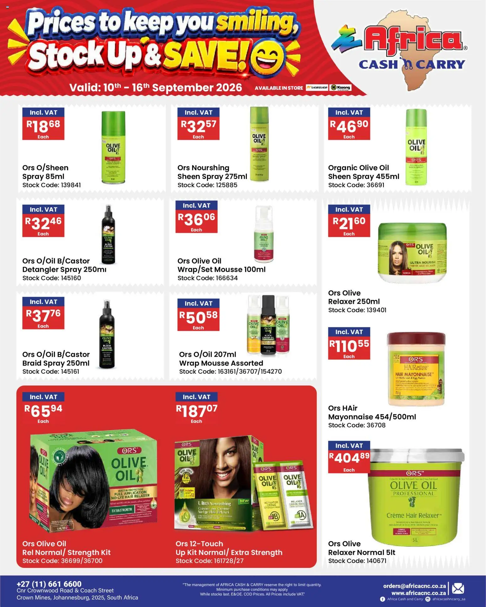 New Africa Cash & Carry catalogue – valid from 10/09/2026 | Page: 78 | Products: Protein, Stock, Mayonnaise, Relaxer