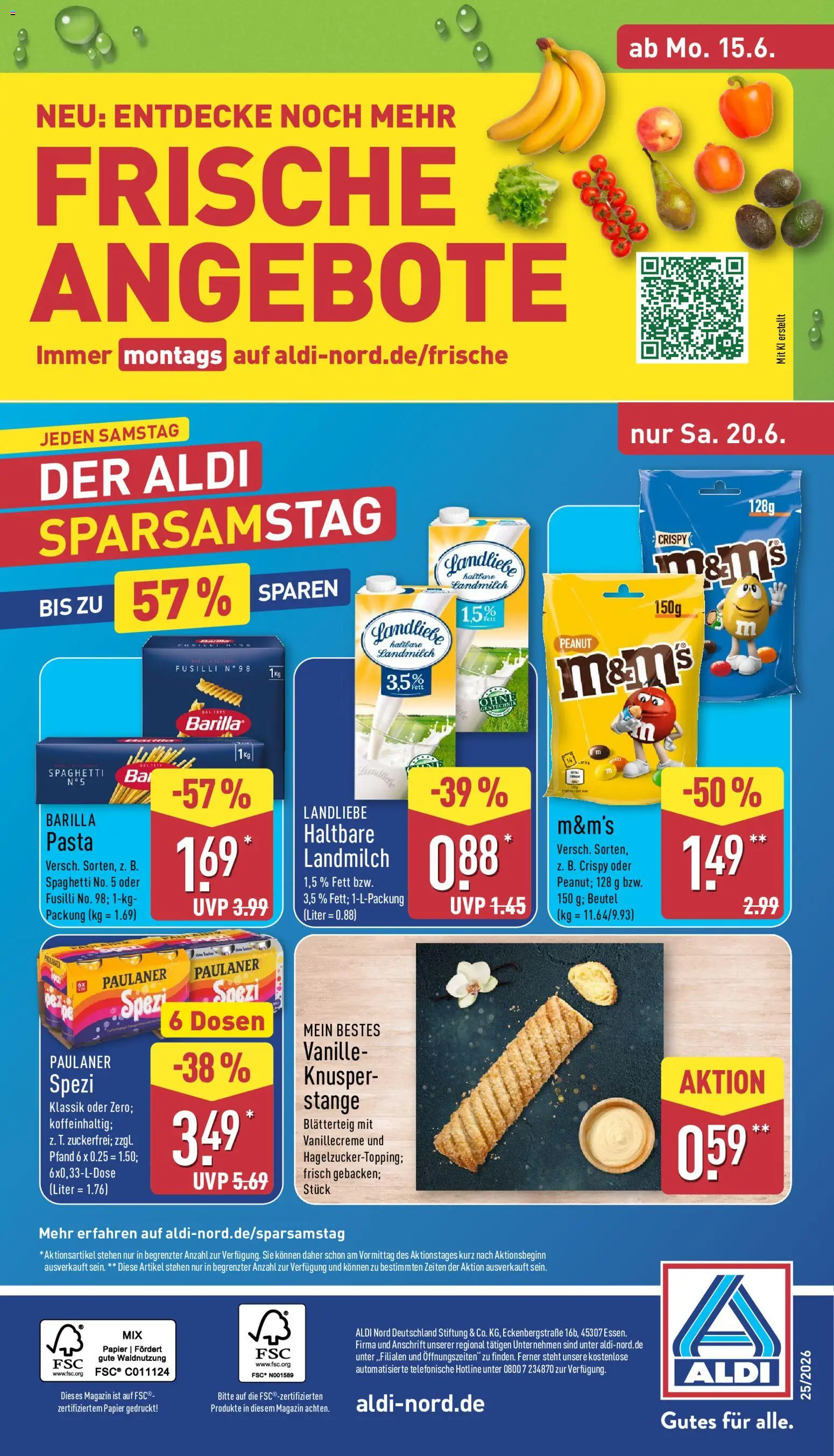 Aldi Prospekt – gültig ab 15.06.2026 | Seite: 36 | Produkte: Barilla, Paulaner spezi, M&M's, Pasta