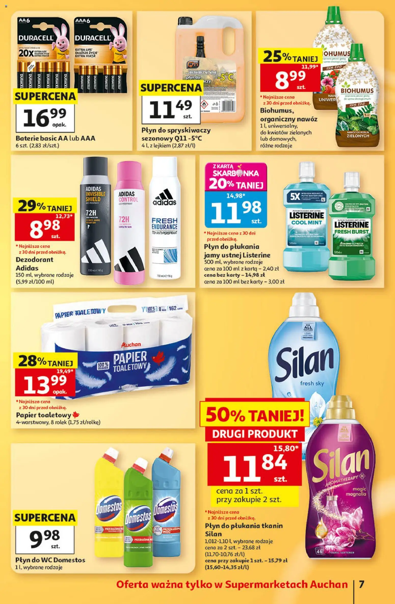Auchan gazetka od 03.09.2026 | Strona: 7 | Produkty: Karta, Domestos, Nawóz, Płyn do WC Domestos