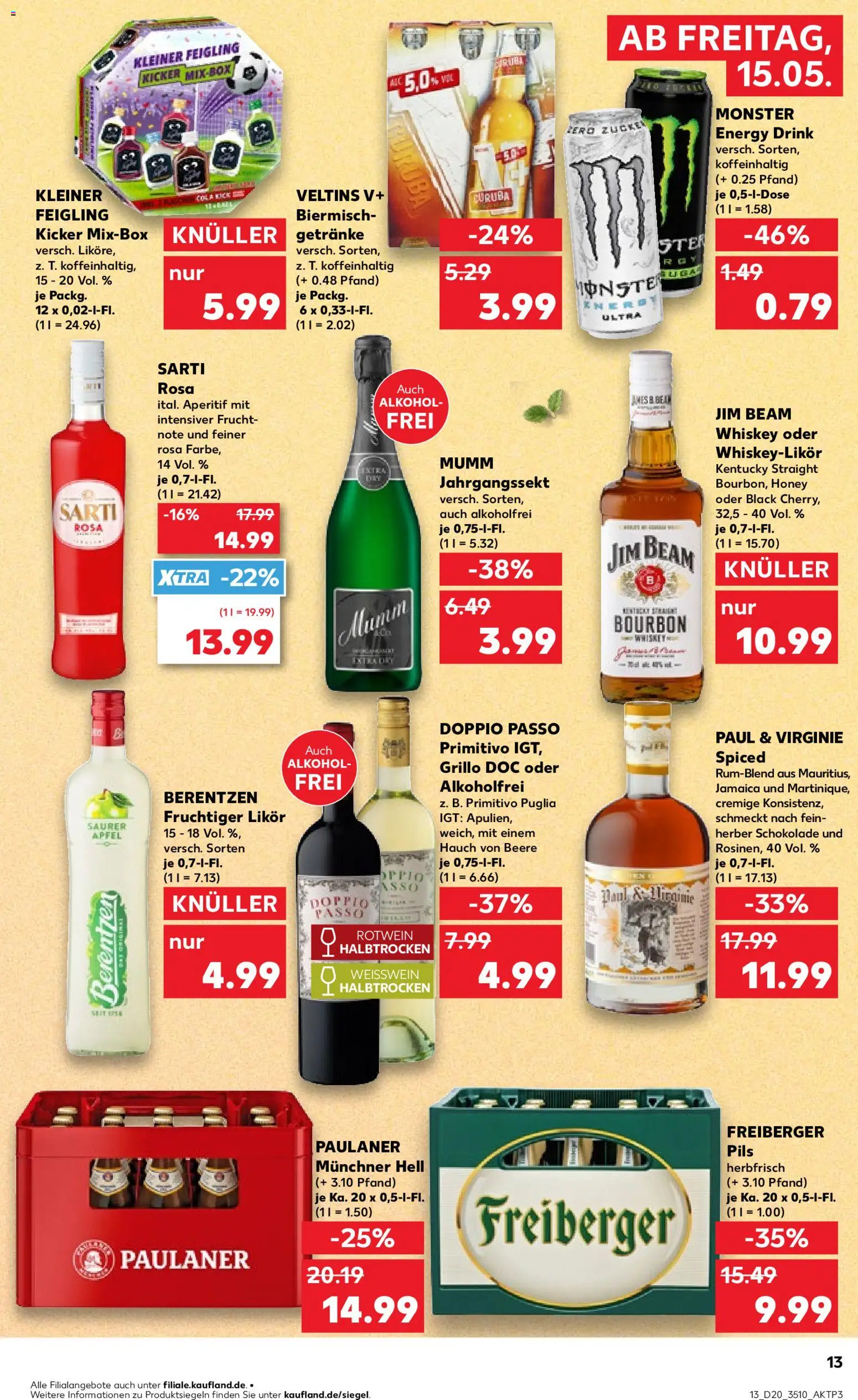 Kaufland Prospekt Zeitz	 – gültig ab 15.05.2026 | Seite: 13 | Produkte: Schokolade, Doppio passo primitivo, Paulaner, Berentzen