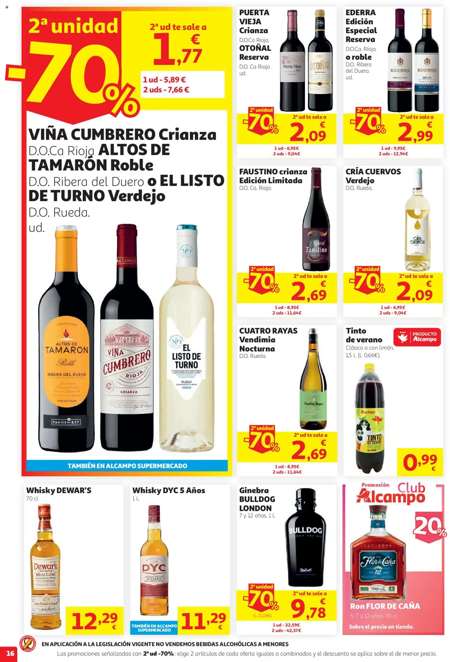 Alcampo HG Unico │ válido desde el 27/08/2026 | Página: 16 | Productos: Ginebra, Té, Whisky, Bebidas