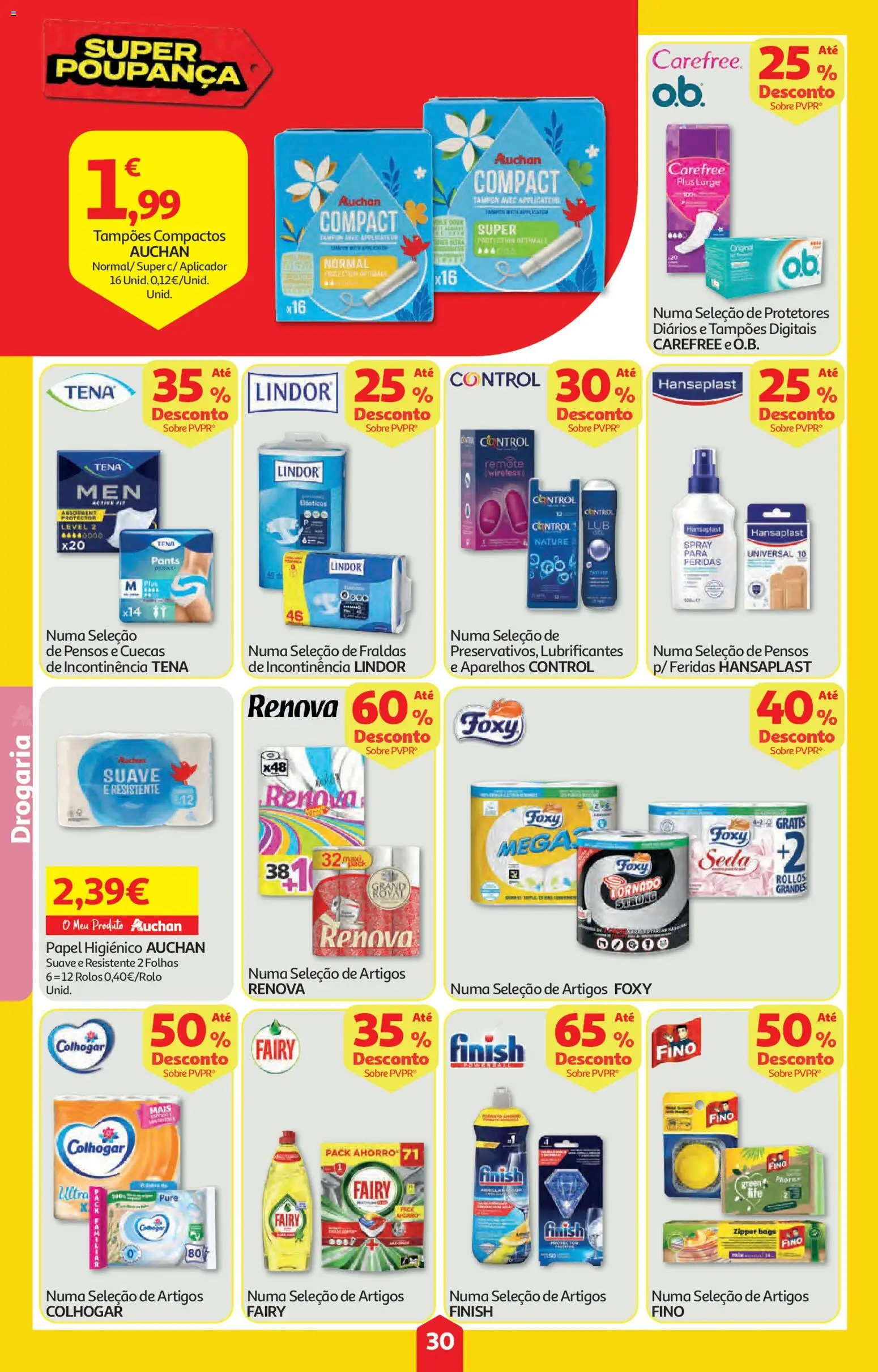 Auchan folheto │ válido de 09/07/2026 | Página: 30 | Produtos: Papel higiénico, Fraldas, Cuecas