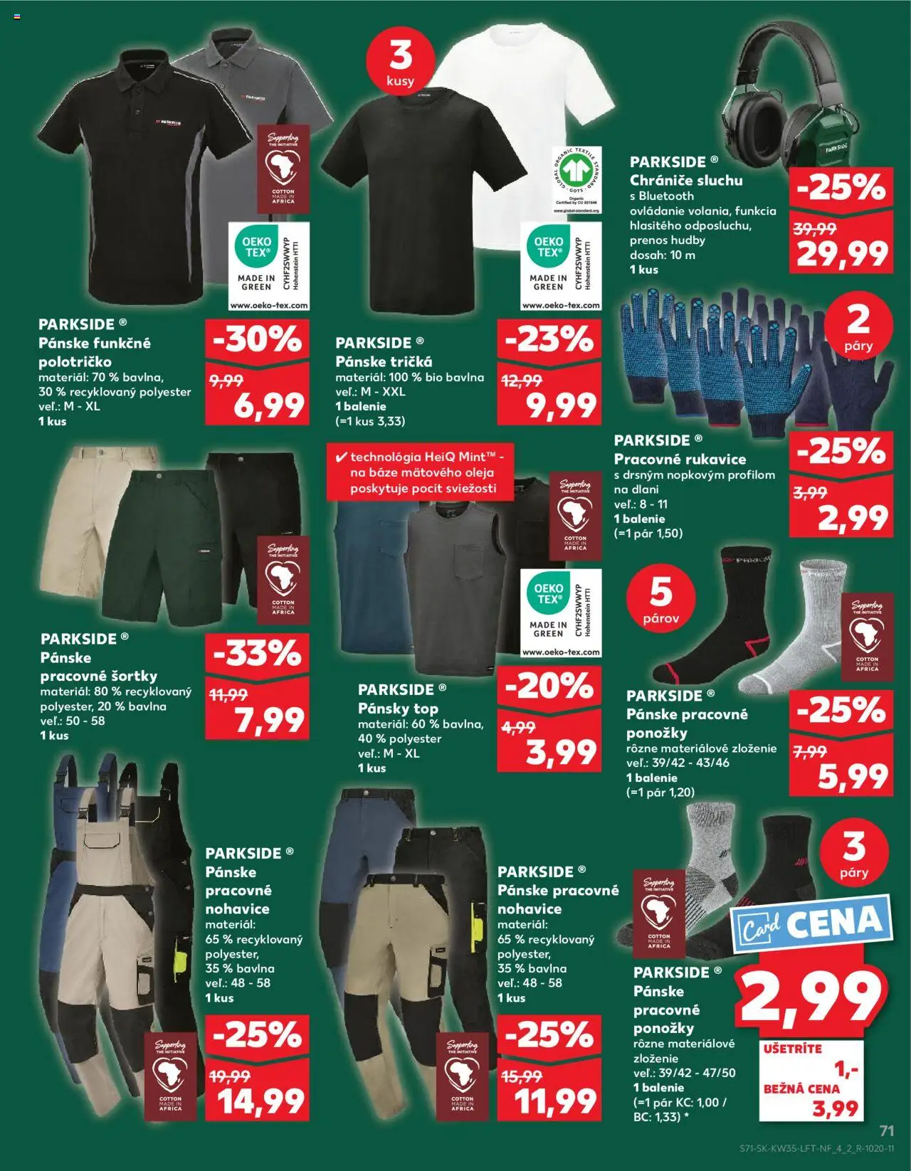 Nové Kaufland akcie – leták je platný od 28.08.2025 | Strana: 71 | Produkty: Parkside, Nohavice, Rukavice