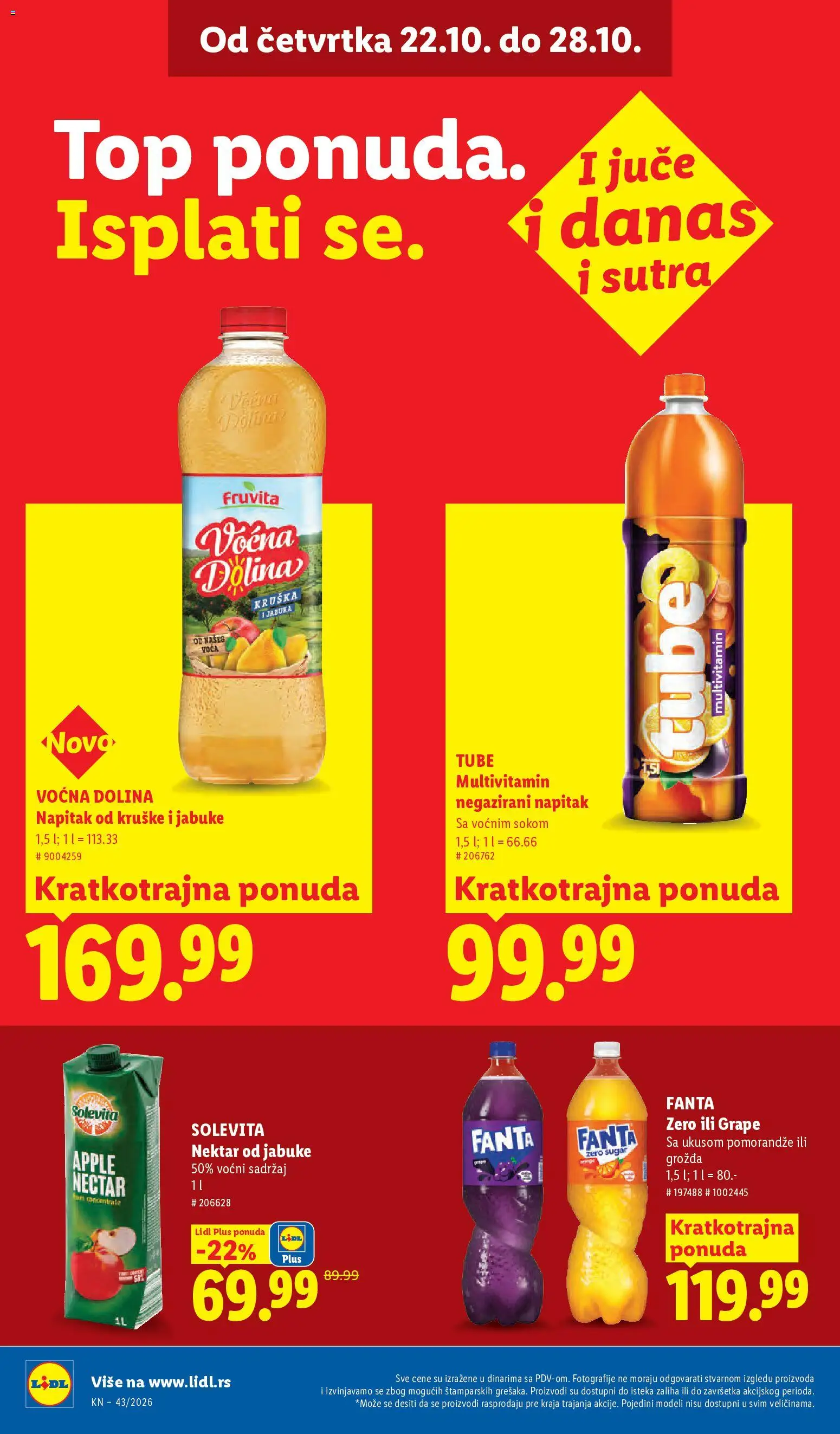 Lidl katalog - važi od 22.10.2026 | Strana: 34 | Proizvode: Nektar, Kruške, Fruvita, Jabuke