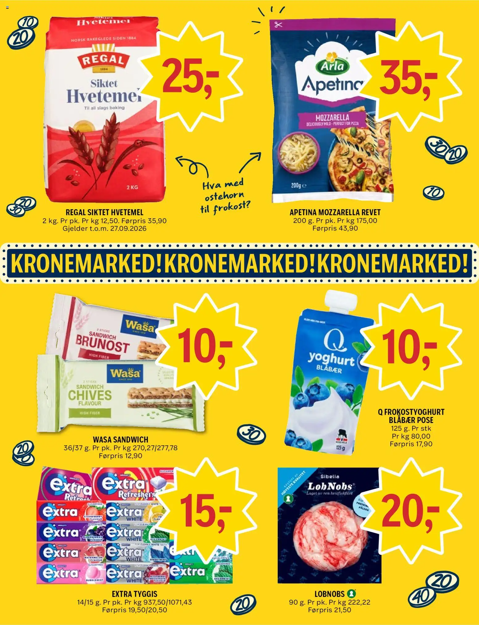 {H1} | Side: 5 | Produkter: Yoghurt, Hvetemel, Brunost, Sandwich