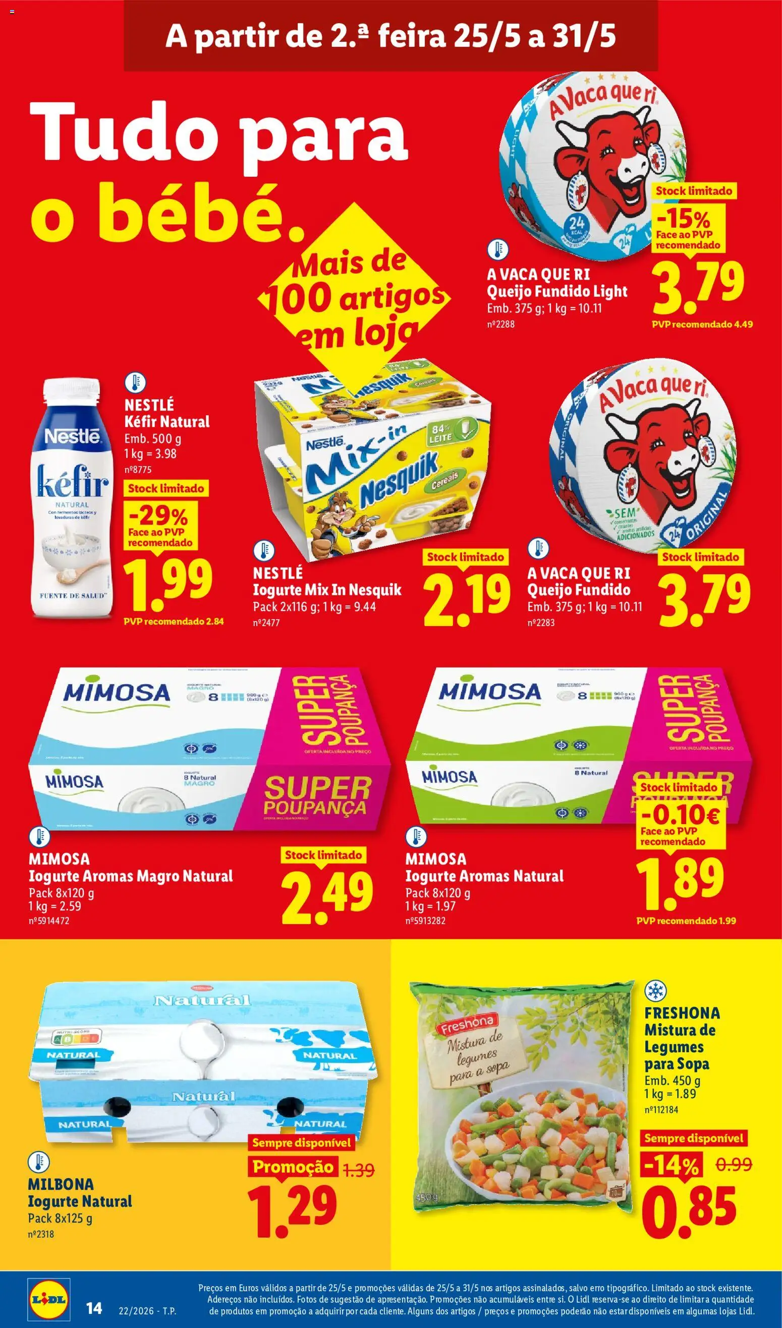 Lidl folheto │ válido de 25.05.2026 | Página: 14 | Produtos: Queijo, Iogurte, Nestlé, Cereais