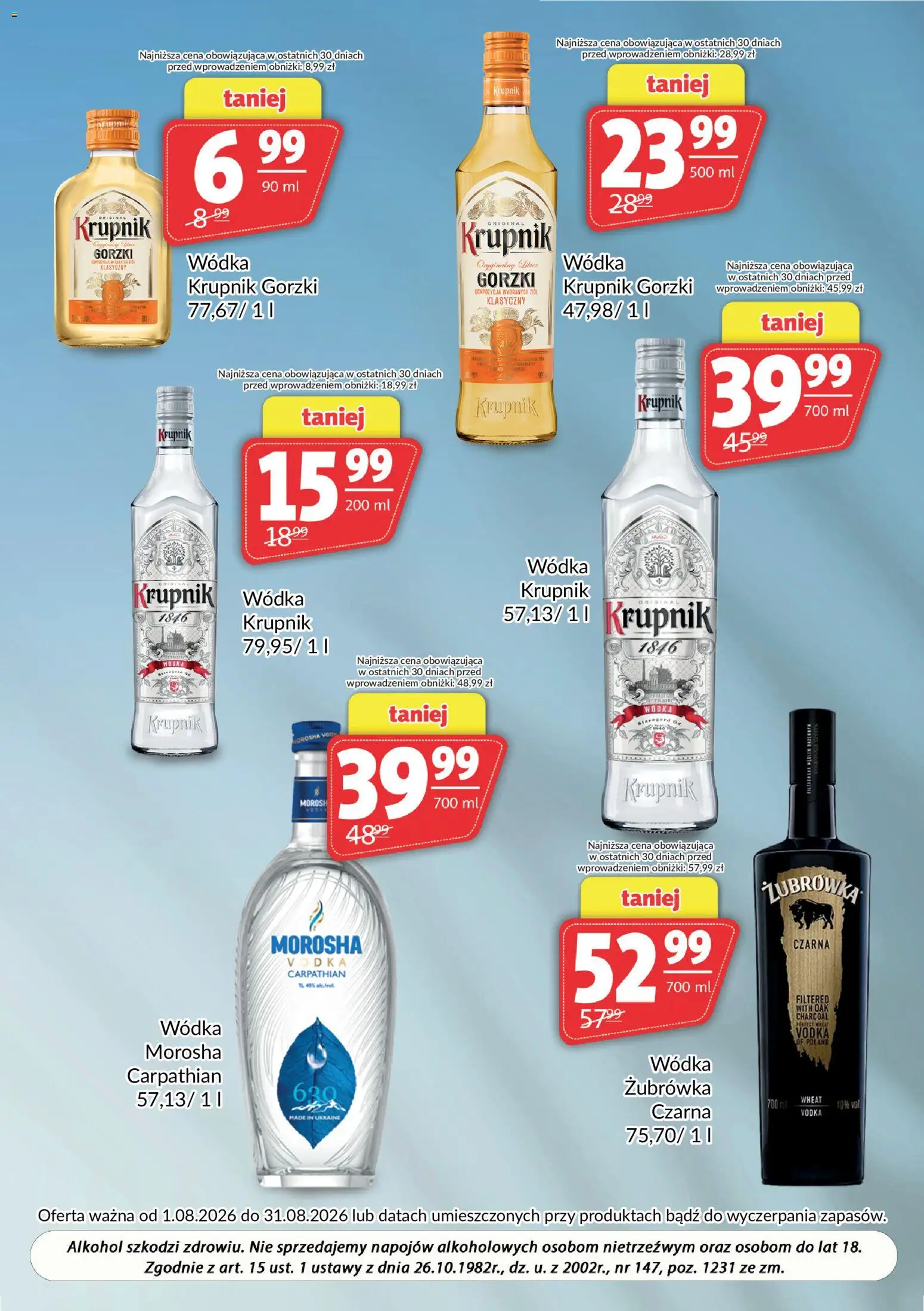 Prim Market gazetka - Oferta alkoholowa od 01.08.2026 | Strona: 5 | Produkty: Krupnik, Żubrówka czarna, Krupnik wódka, Żubrówka