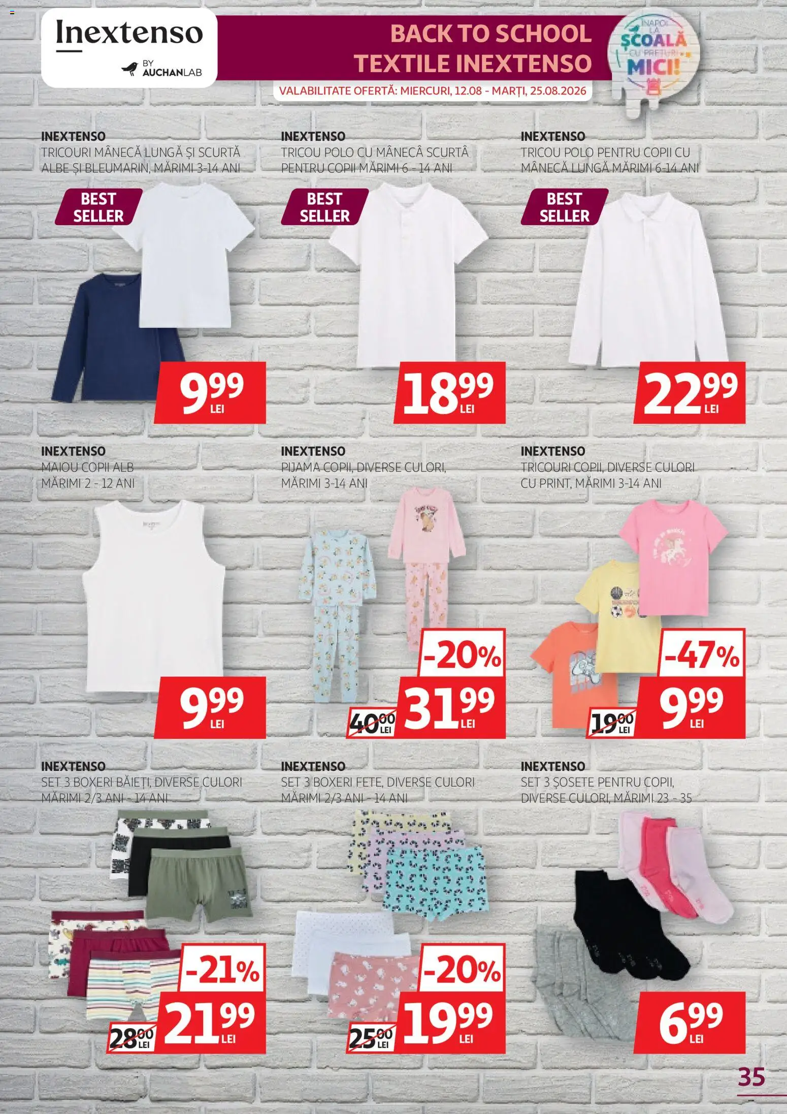 Noul catalog Auchan – valabil de la 12.08.2026 | Pagină: 35 | Produse: Best, Mici, Pijamă, Maiou