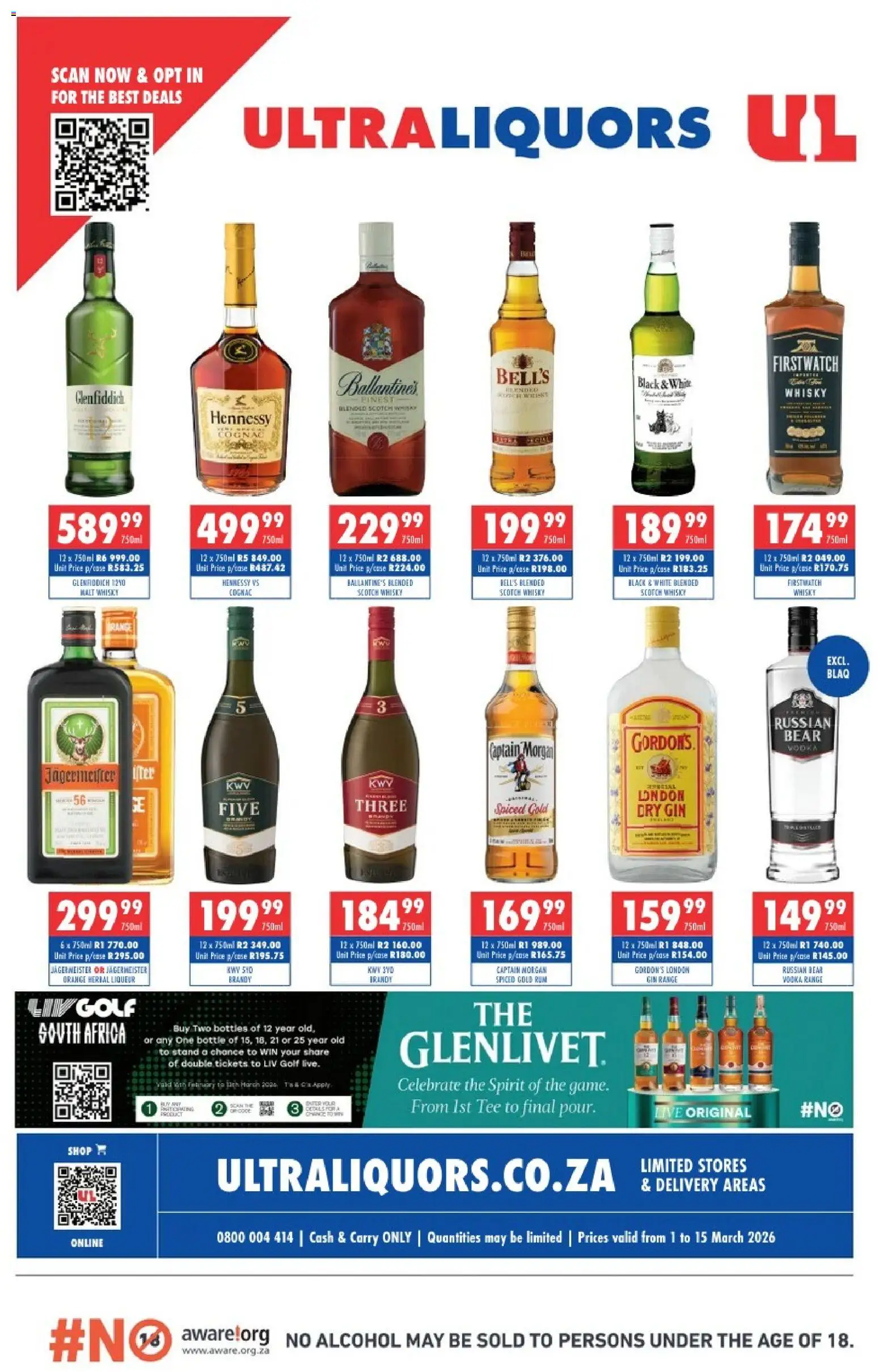 New Ultra Liquors catalogue – valid from 01/03/2026 | Page: 1 | Products: Rum, Gin, Vodka, Ensalada de quino