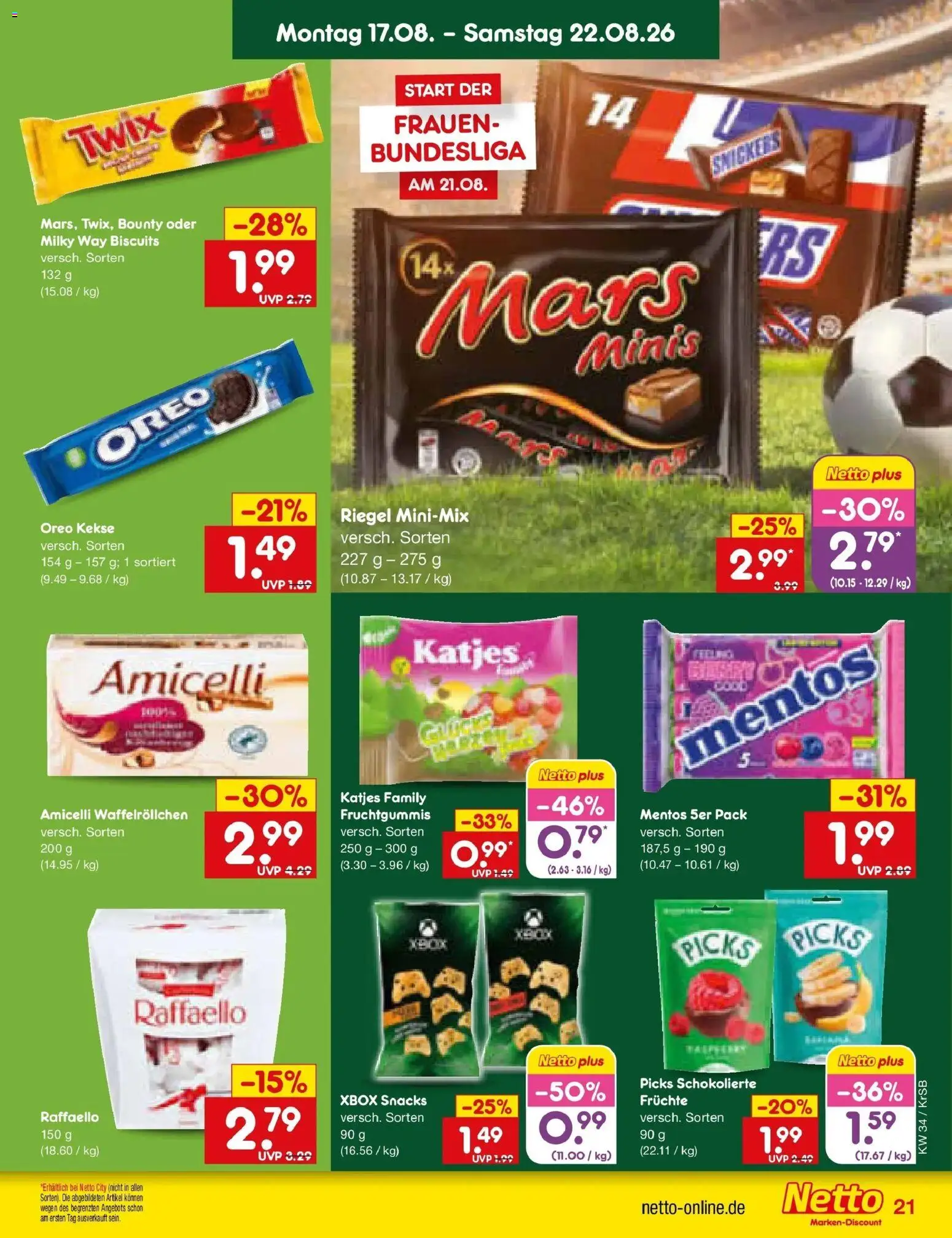 Netto Marken-Discount Prospekt Jüchen – gültig ab 17.08.2026 | Seite: 27 | Produkte: Raffaello, Snickers, Mars, Twix
