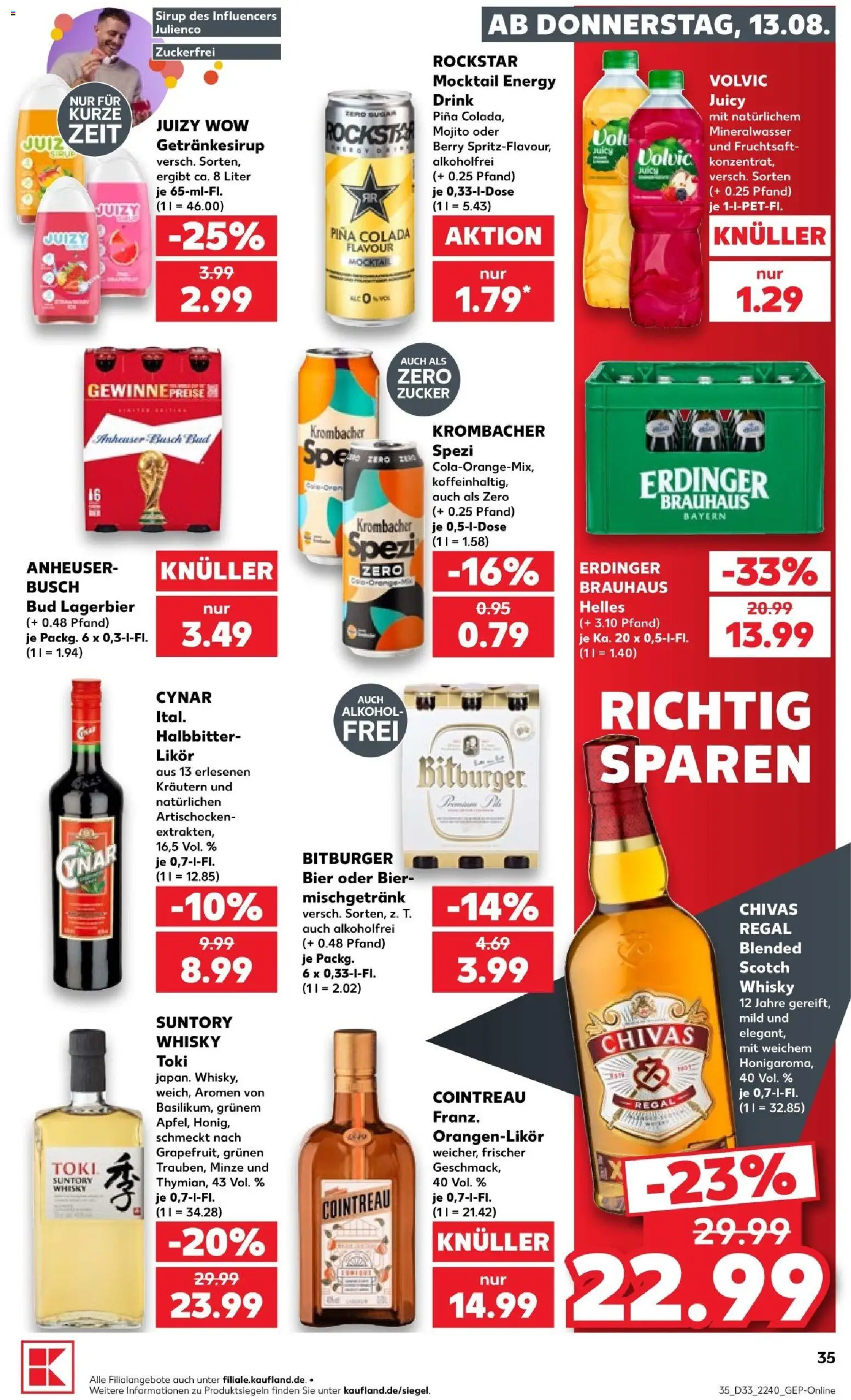 Kaufland Prospekt Speyer – gültig ab 13.08.2026 | Seite: 35 | Produkte: Bier, Regal, Rockstar, Fruchtsaft